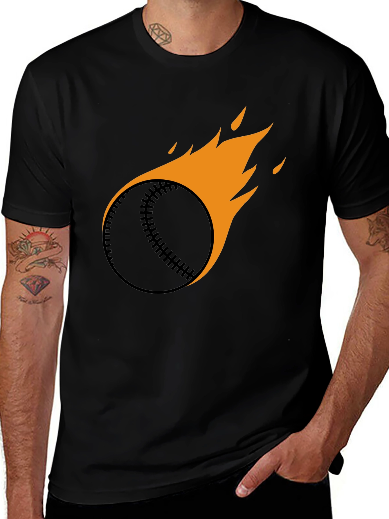 Variant 23 of Flaming Baseball T-Shirt - Cool Graphic Tee
