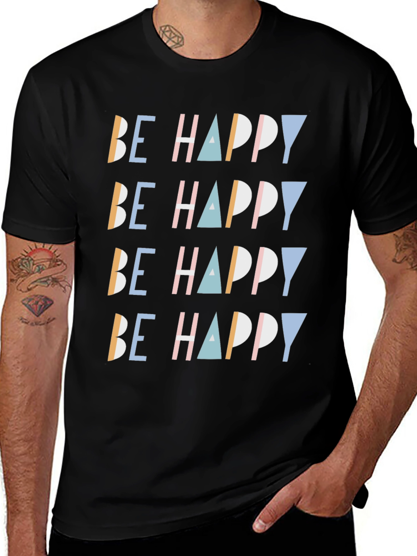 Variant 2 of Be Happy Graphic Print Tee - Stylish Comfort