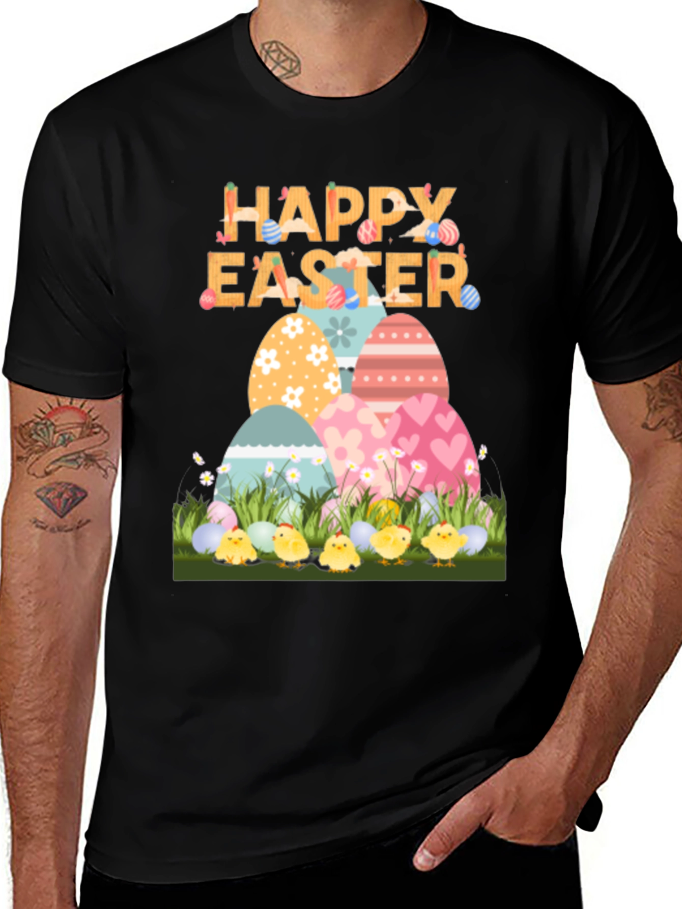 Happy Easter T-Shirt with Eggs and Chicks