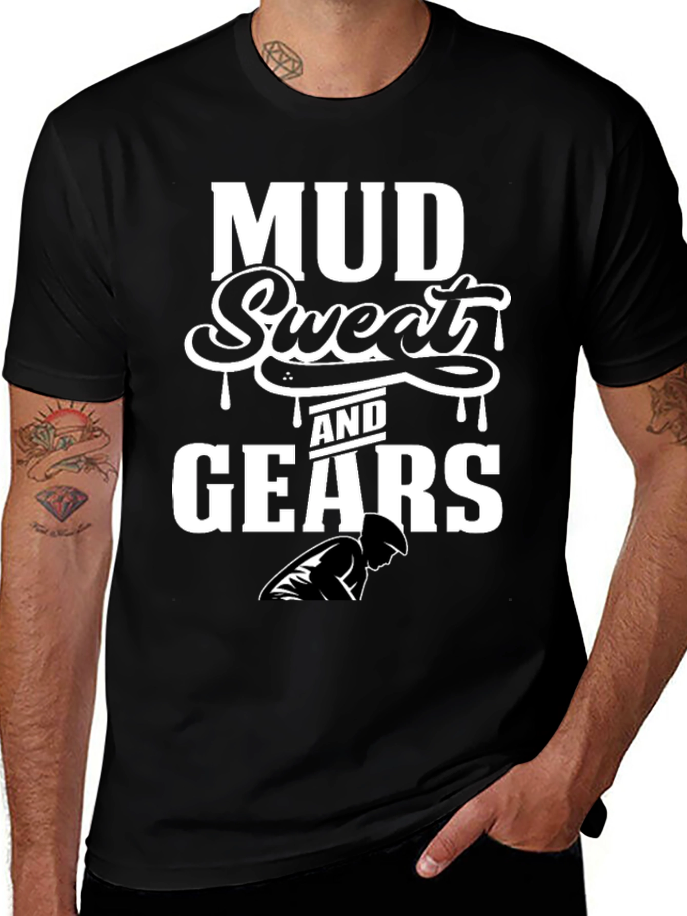 Variant 8 of Mud, Sweat, & Gears Black Graphic Tee