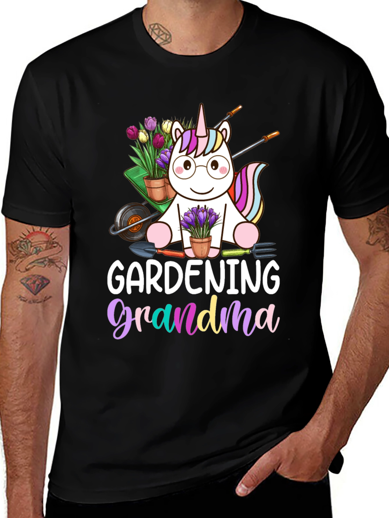 Variant 27 of Gardening Grandma Unicorn Graphic T-Shirt