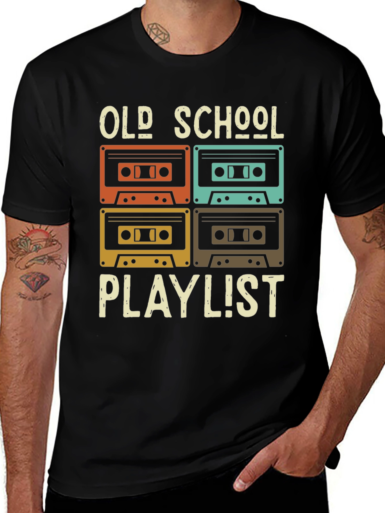 Variant 14 of Old School Playlist Retro Cassette T-Shirt