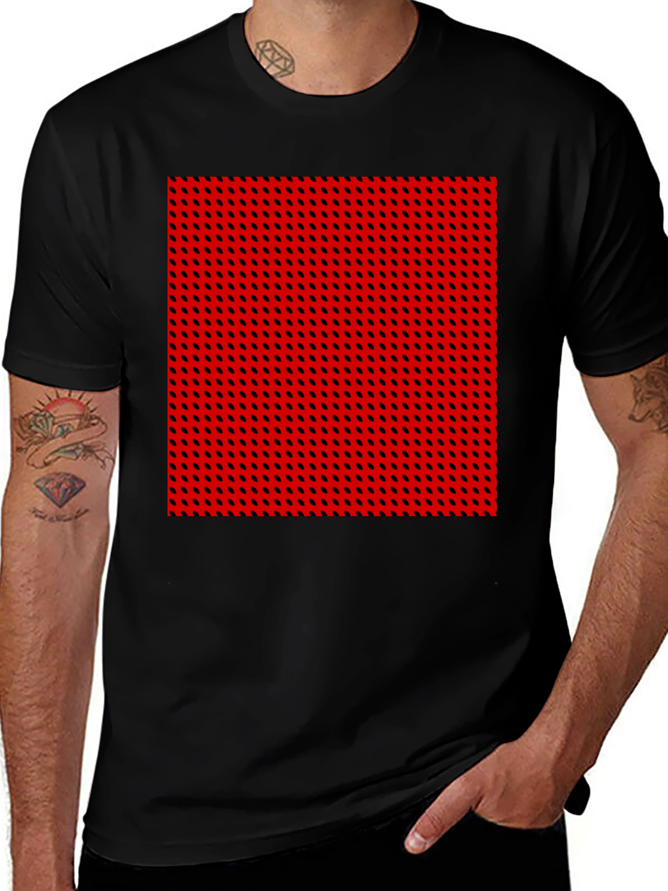 Variant 23 of Modern Geometric Print Black Crew Neck T-Shirt