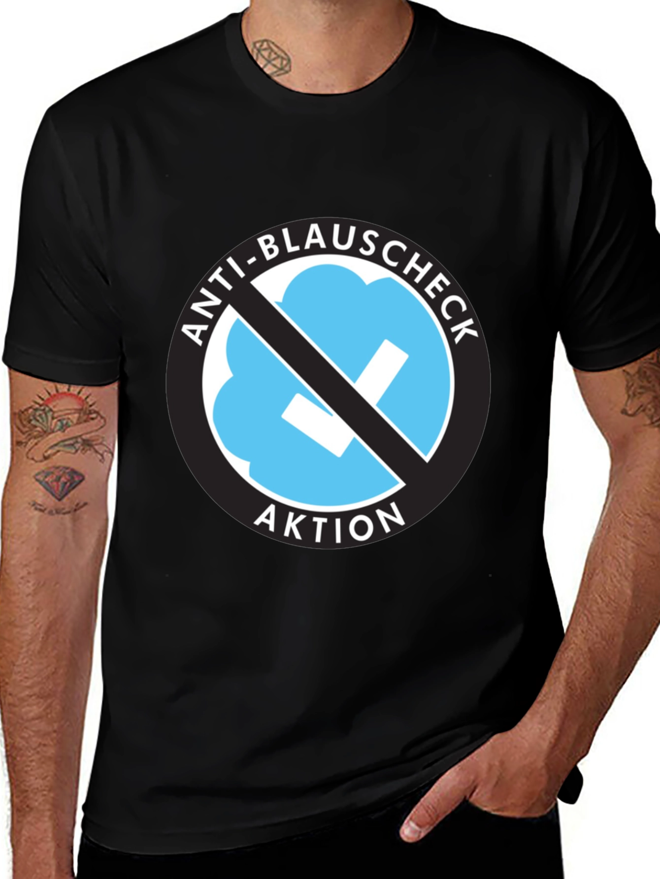 Variant 26 of Anti-Blauschcheck Aktion Black T-Shirt