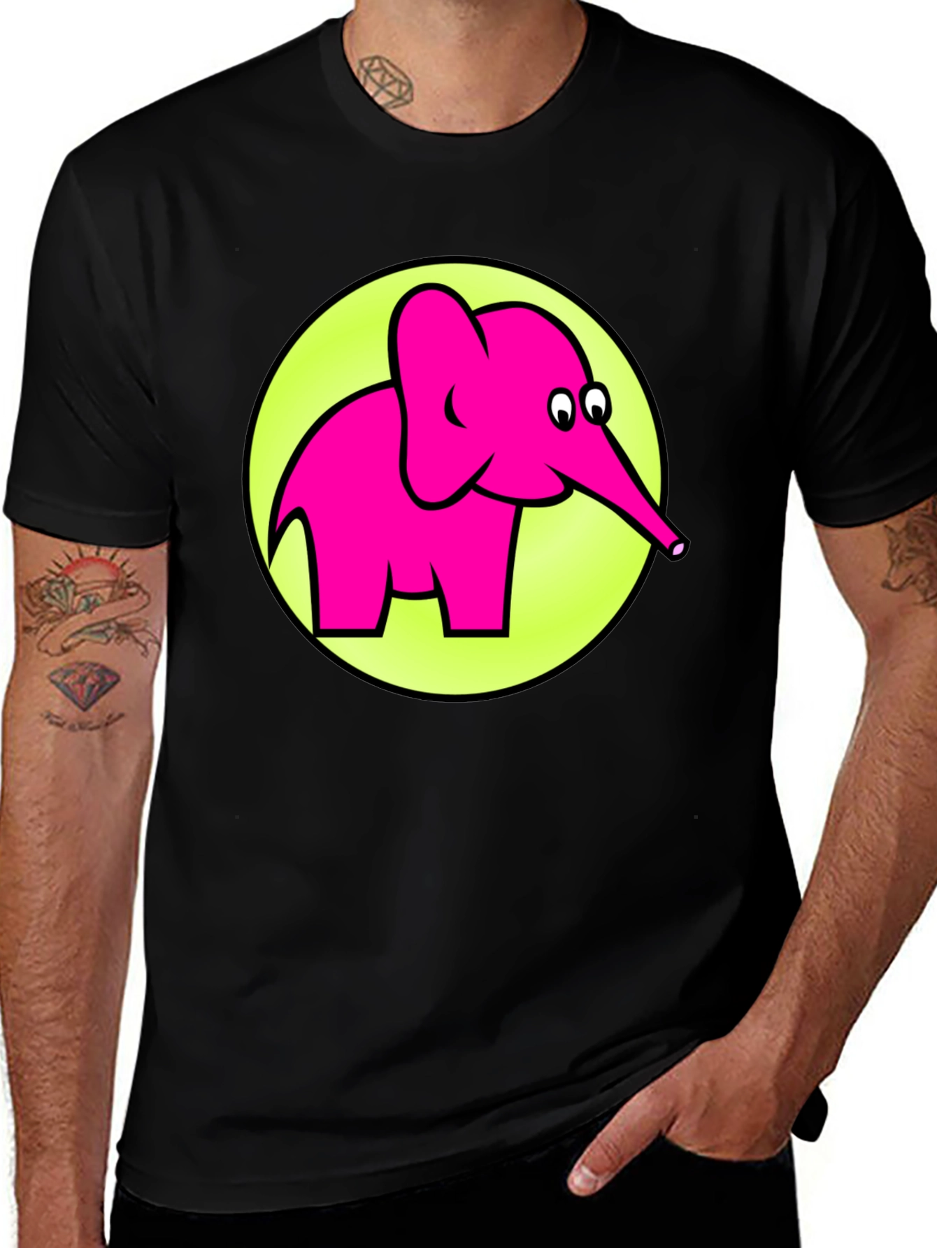 Variant 21 of Pink Elephant Graphic T-Shirt - Men's Casual Tee