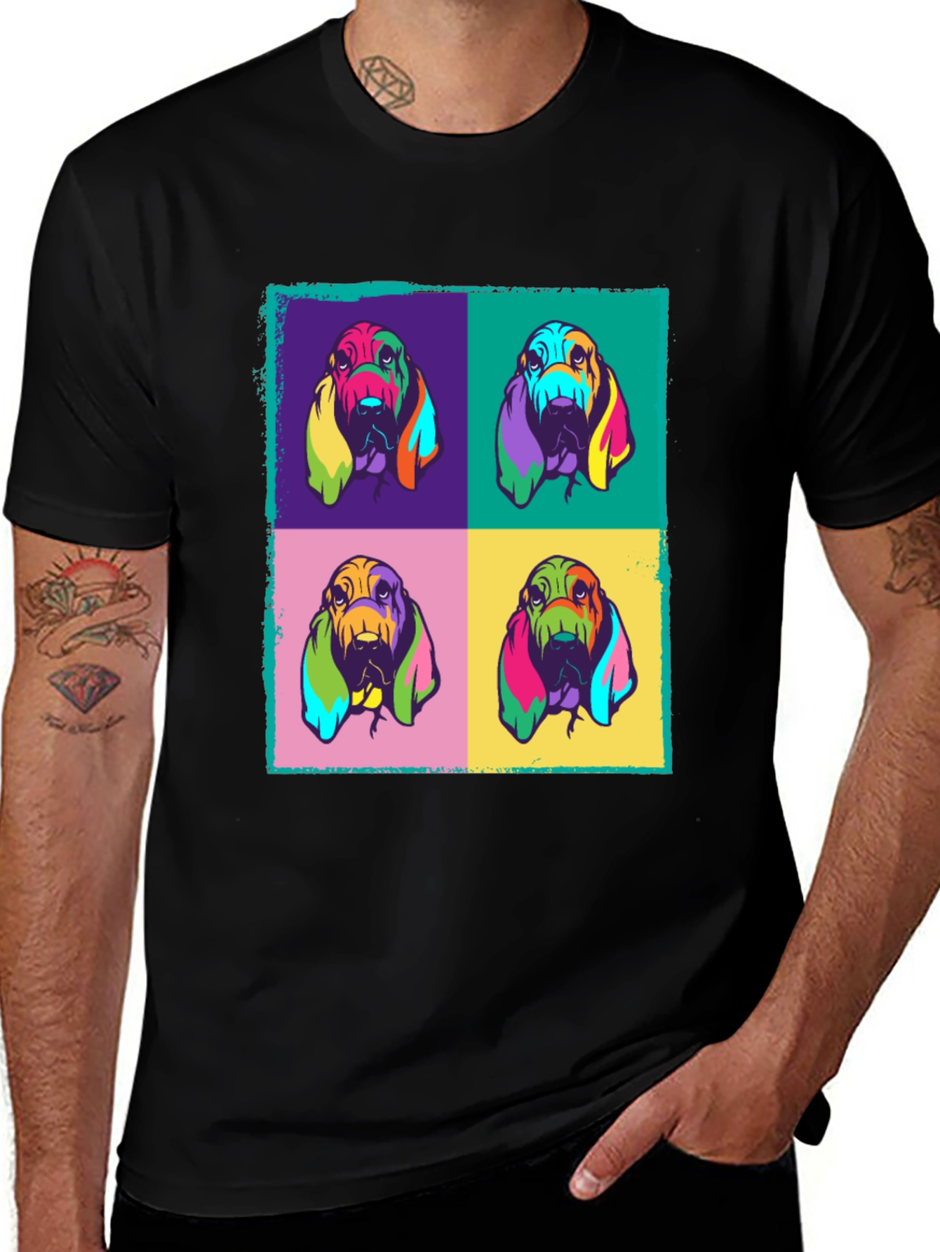 Variant 24 of Pop Art Dog Graphic Tee - Unisex Black T-Shirt