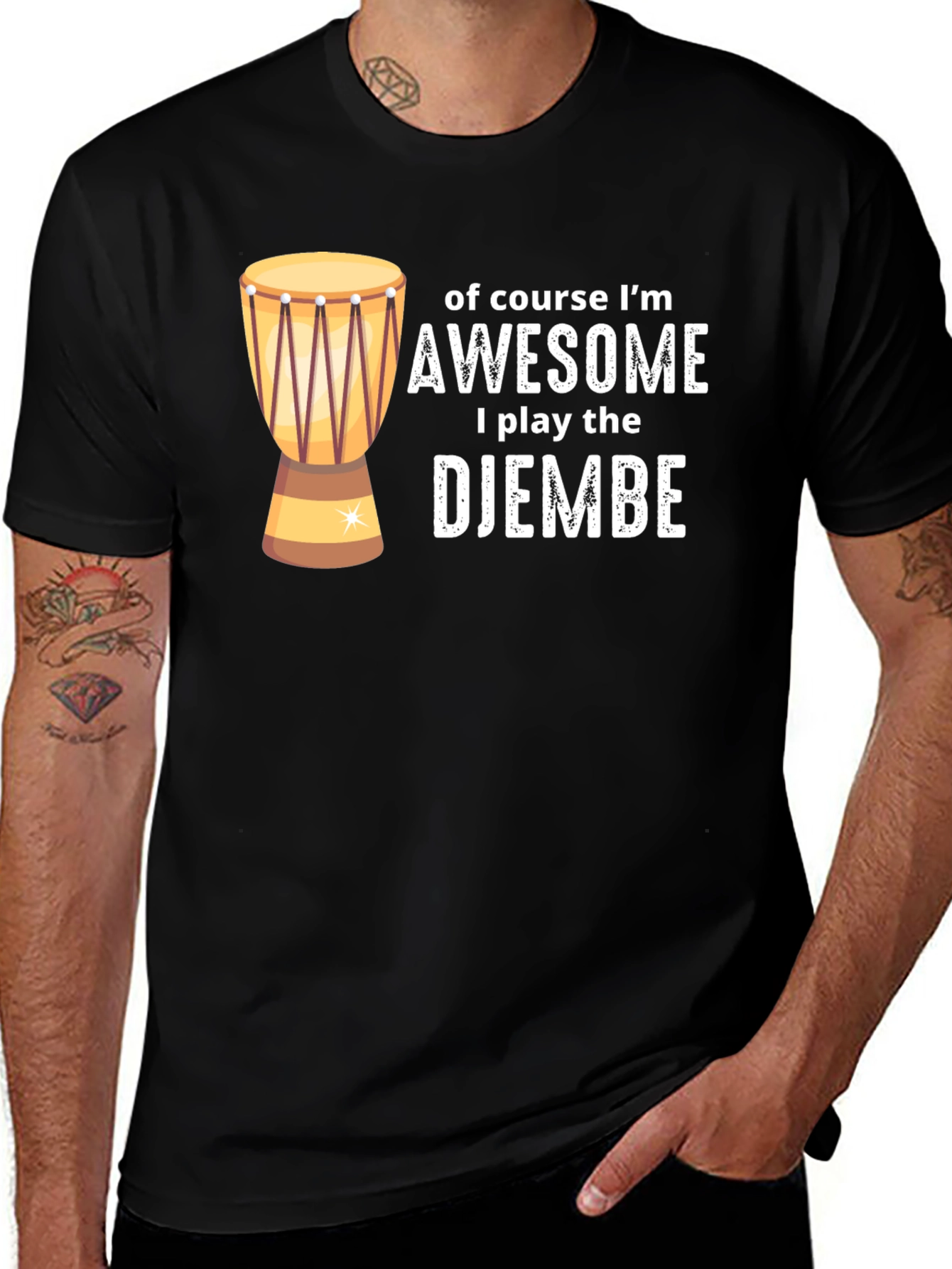 Variant 19 of Awesome Djembe Player Black T-Shirt