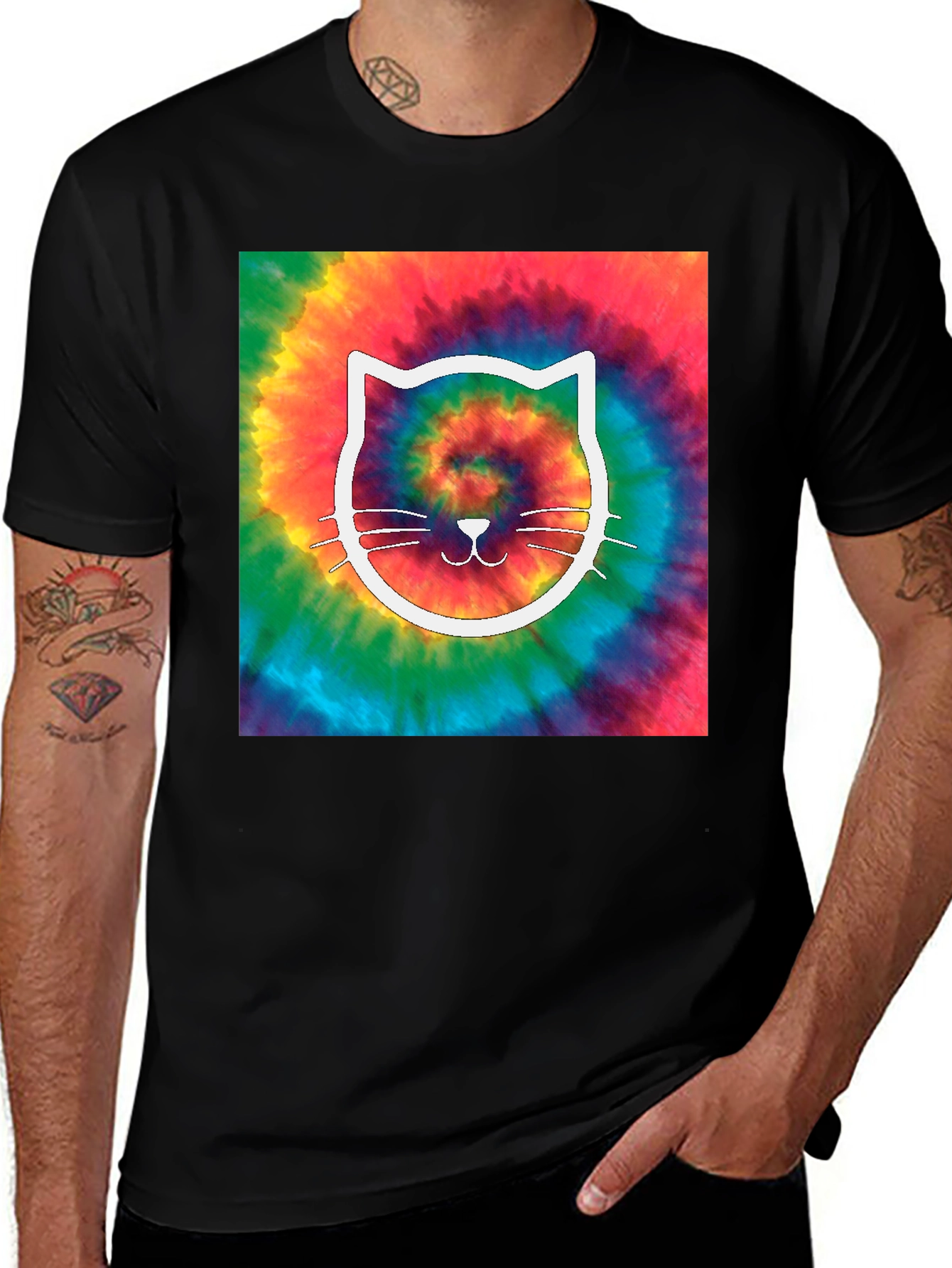 Variant 5 of Tie-Dye Cat Graphic Tee