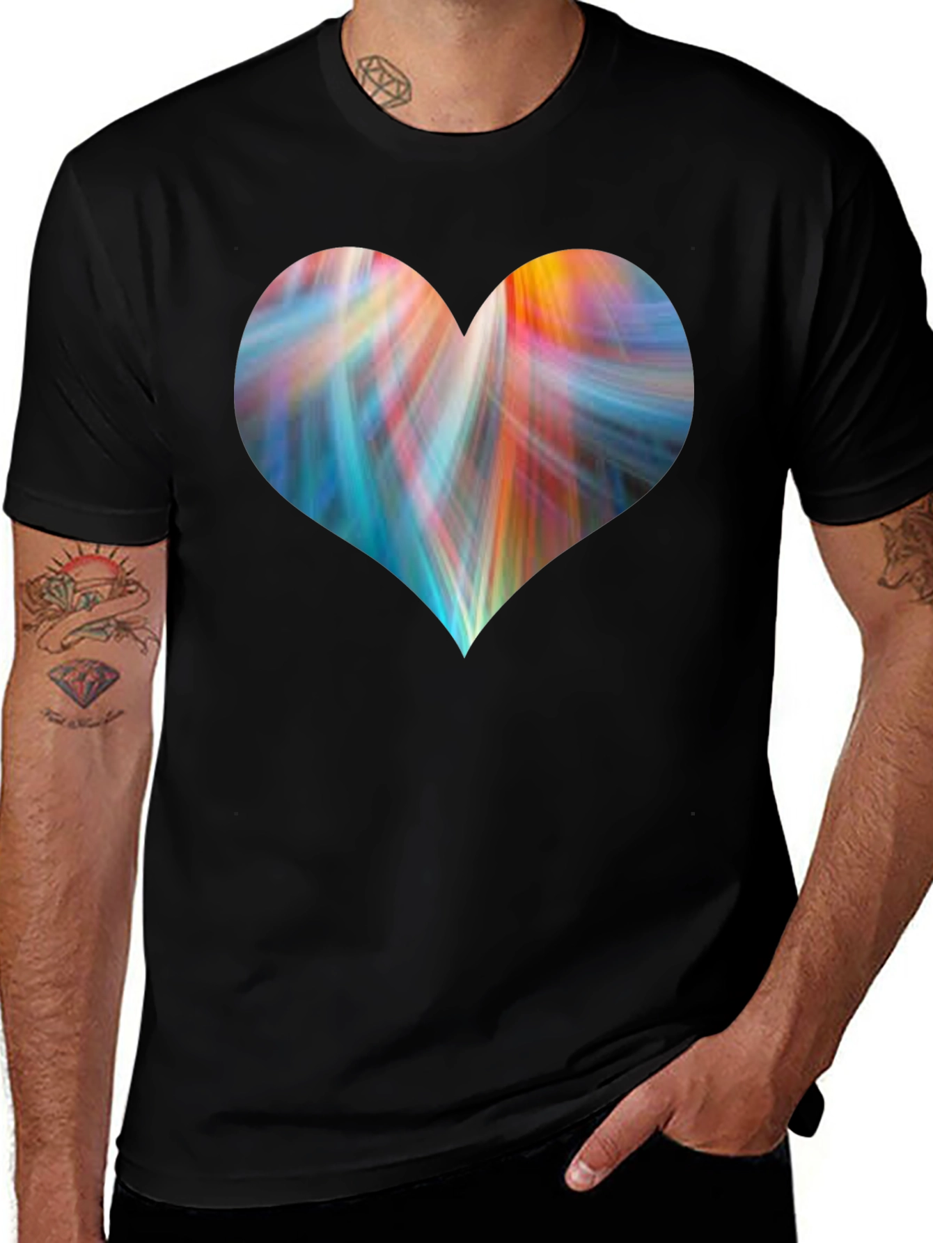 Variant 3 of Colorful Heart Graphic T-Shirt - Stylish Casual Tee