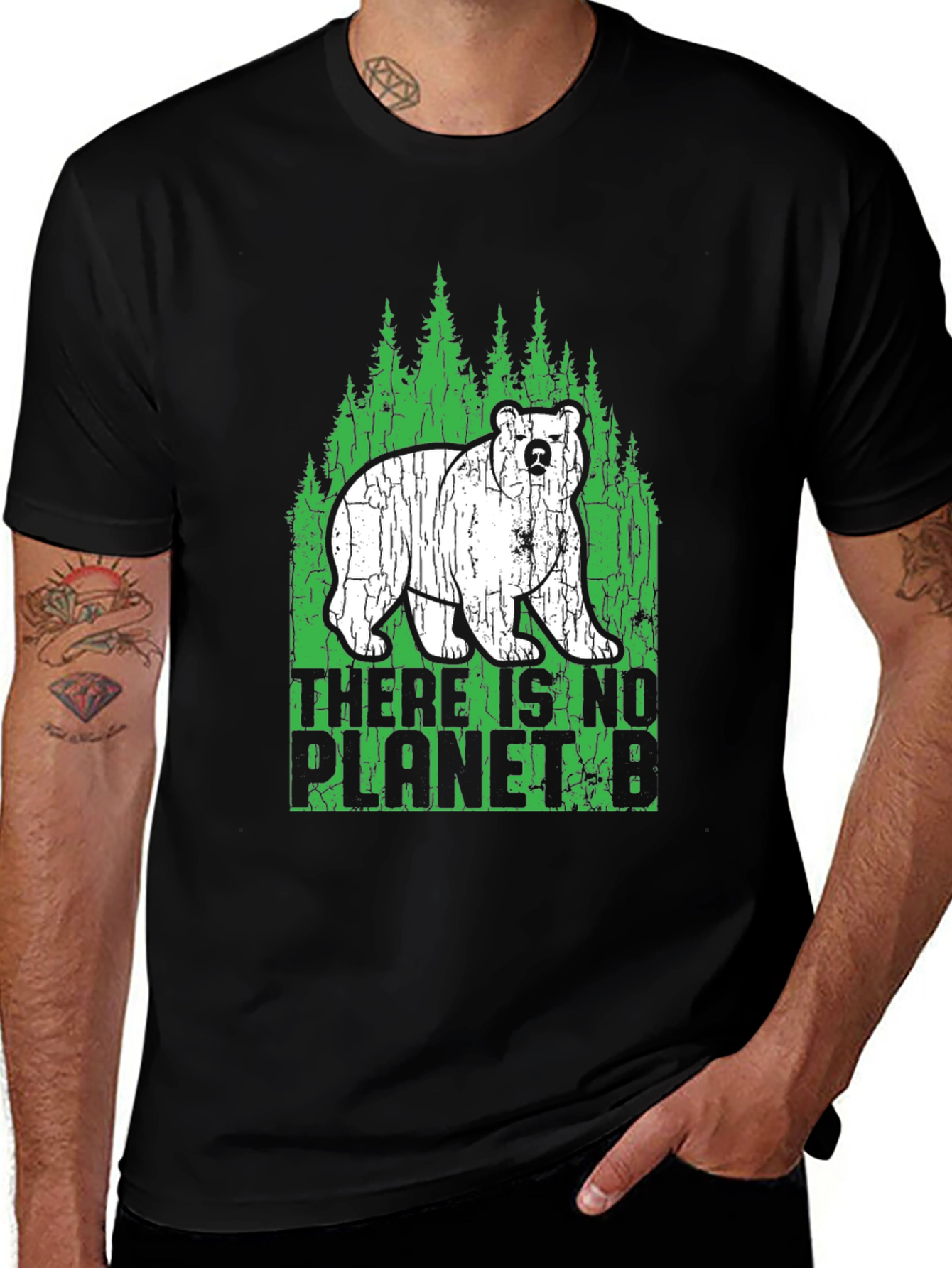 Variant 13 of Eco-Friendly 'No Planet B' Bear Graphic Tee