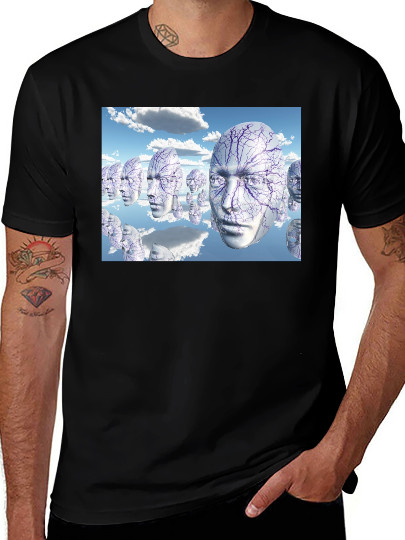 Variant 6 of Surreal Faces T-Shirt - Unique Graphic Tee