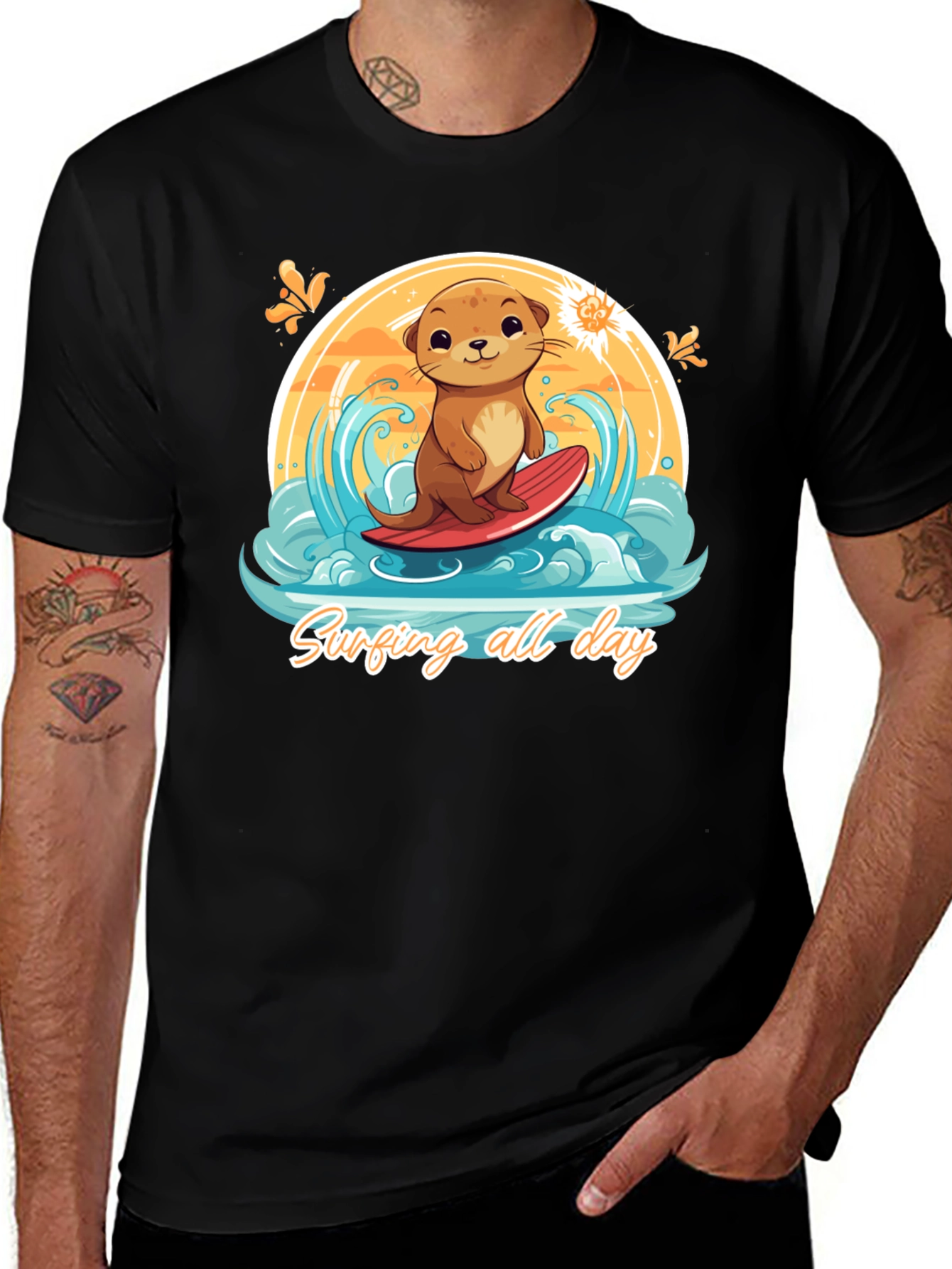 Variant 30 of Surfing Otter Graphic Tee