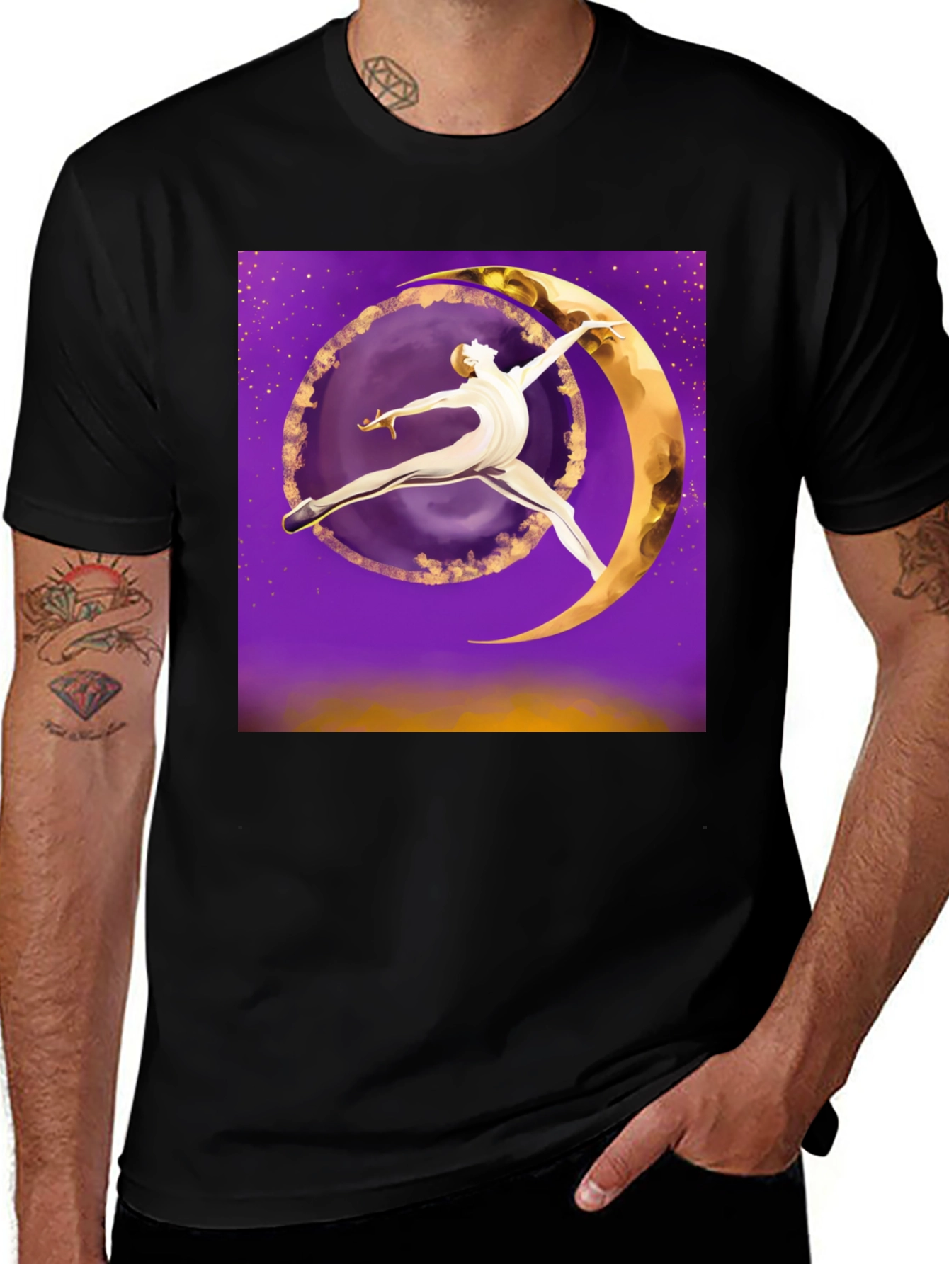 Variant 19 of Celestial Dancer Graphic Tee - Unique Moon Art T-Shirt