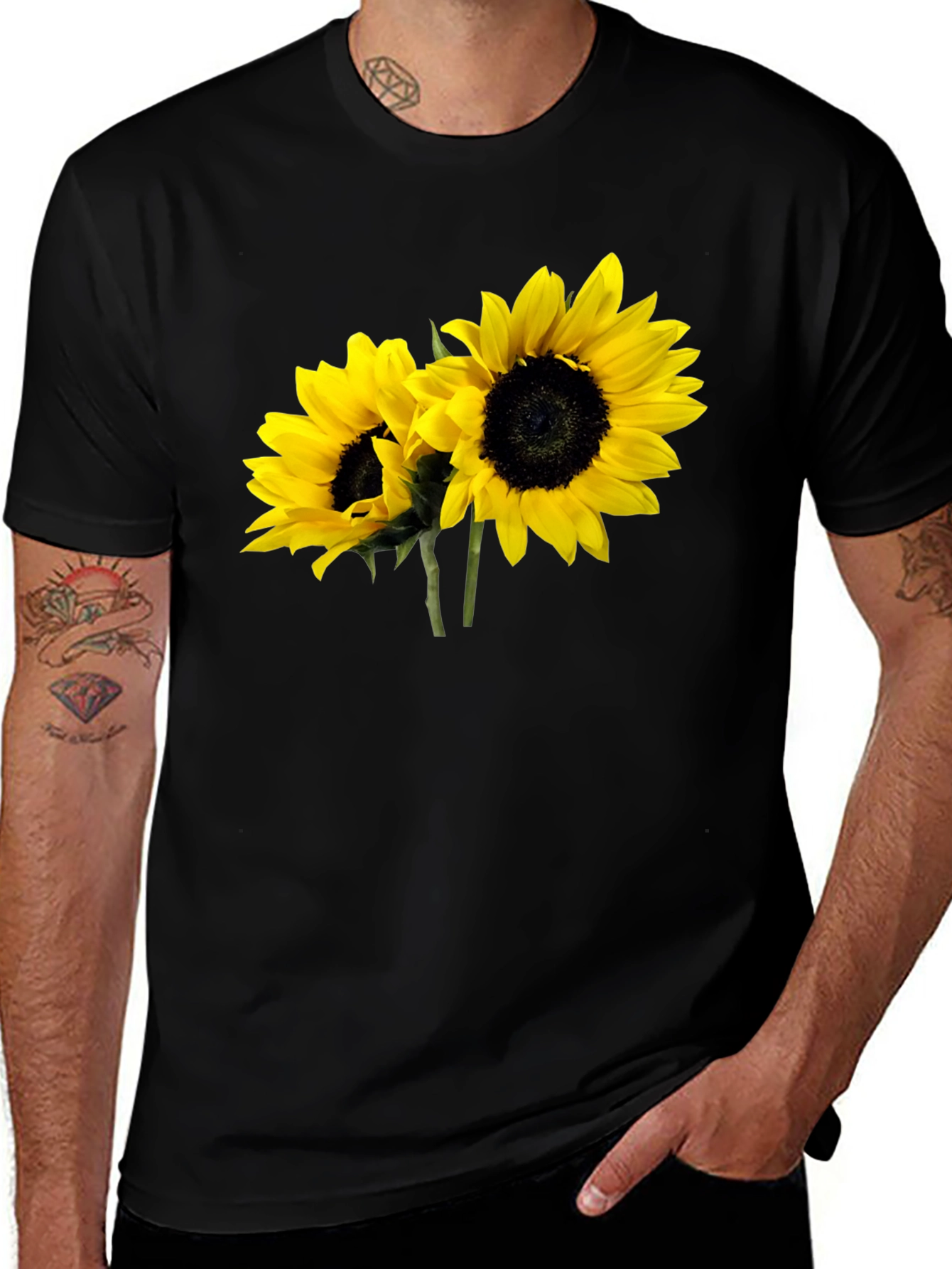 Variant 25 of Sunflower Graphic Tee - Black Casual T-Shirt
