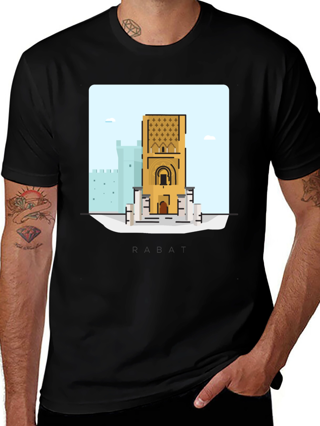 Variant 22 of Rabat Landmark Graphic Tee - Modern City Souvenir