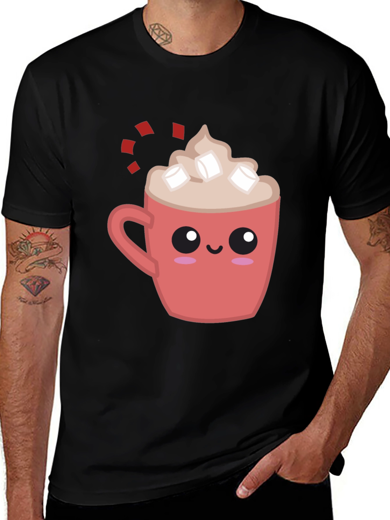Variant 3 of Cute Cocoa Mug Graphic Tee - Soft Black Shirt