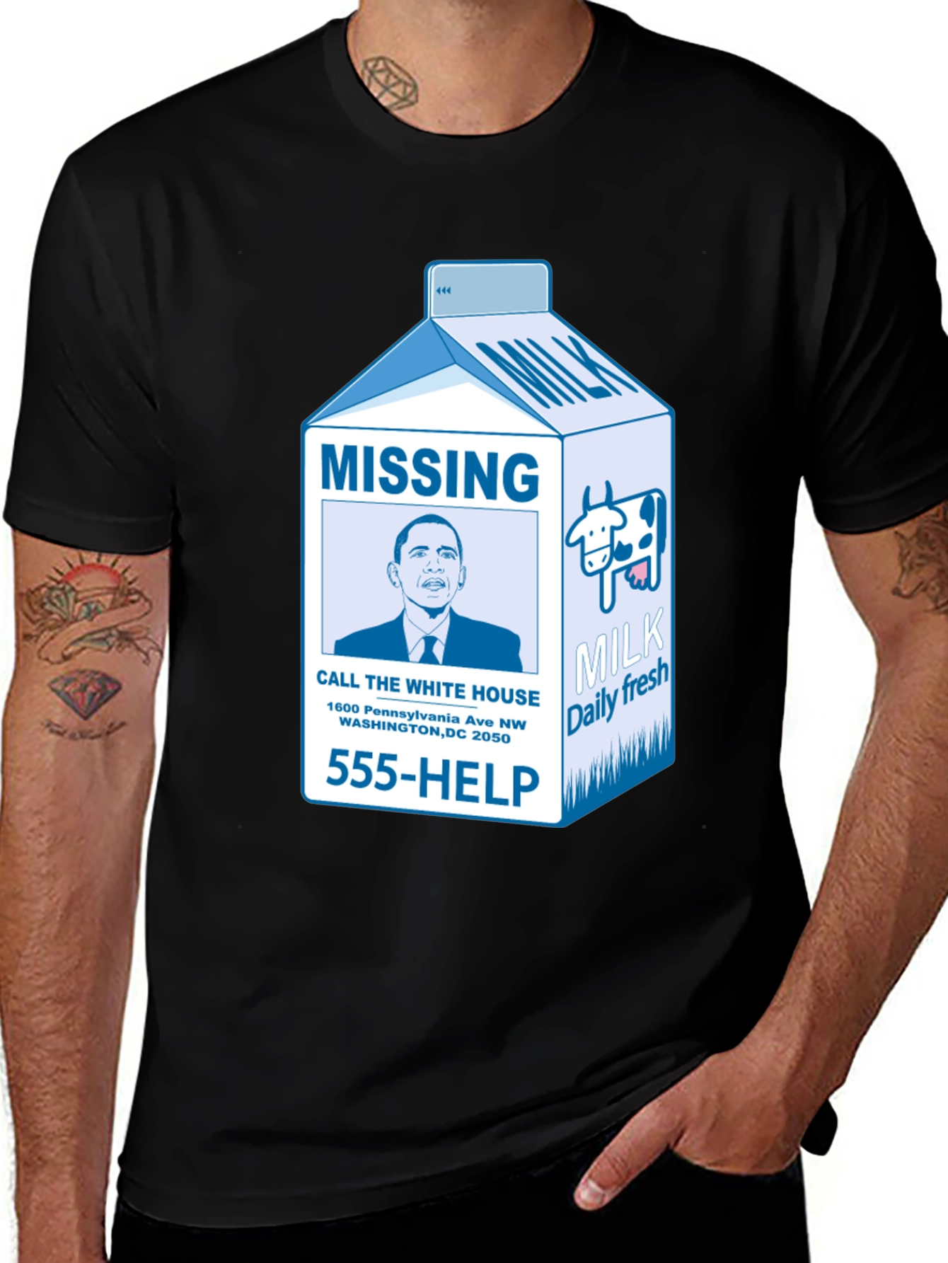 Variant 4 of Novelty Graphic T-Shirt - Missing Obama Milk Carton