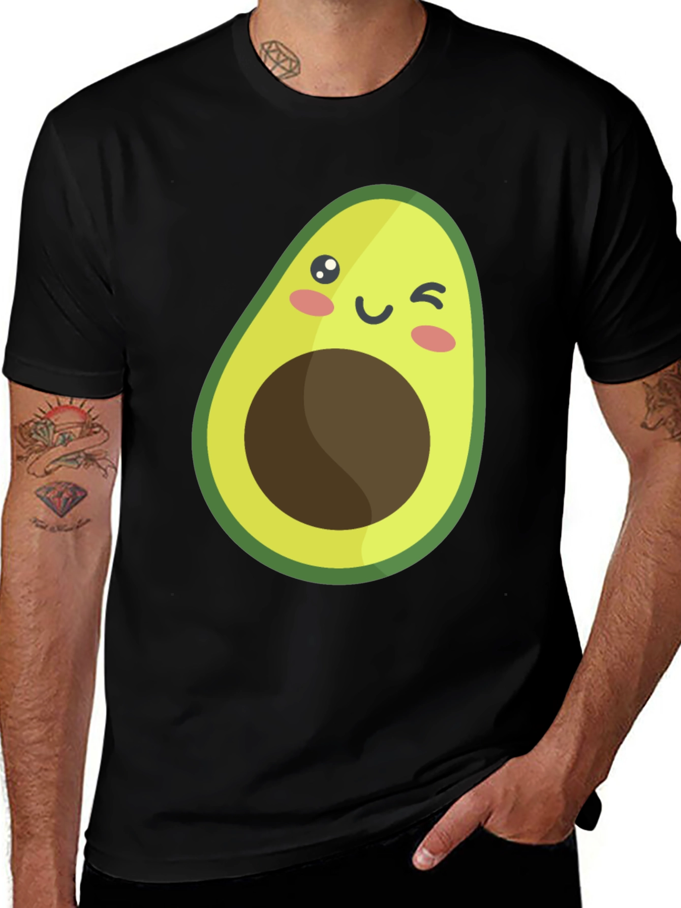 Variant 25 of Cute Avocado Graphic Black T-Shirt