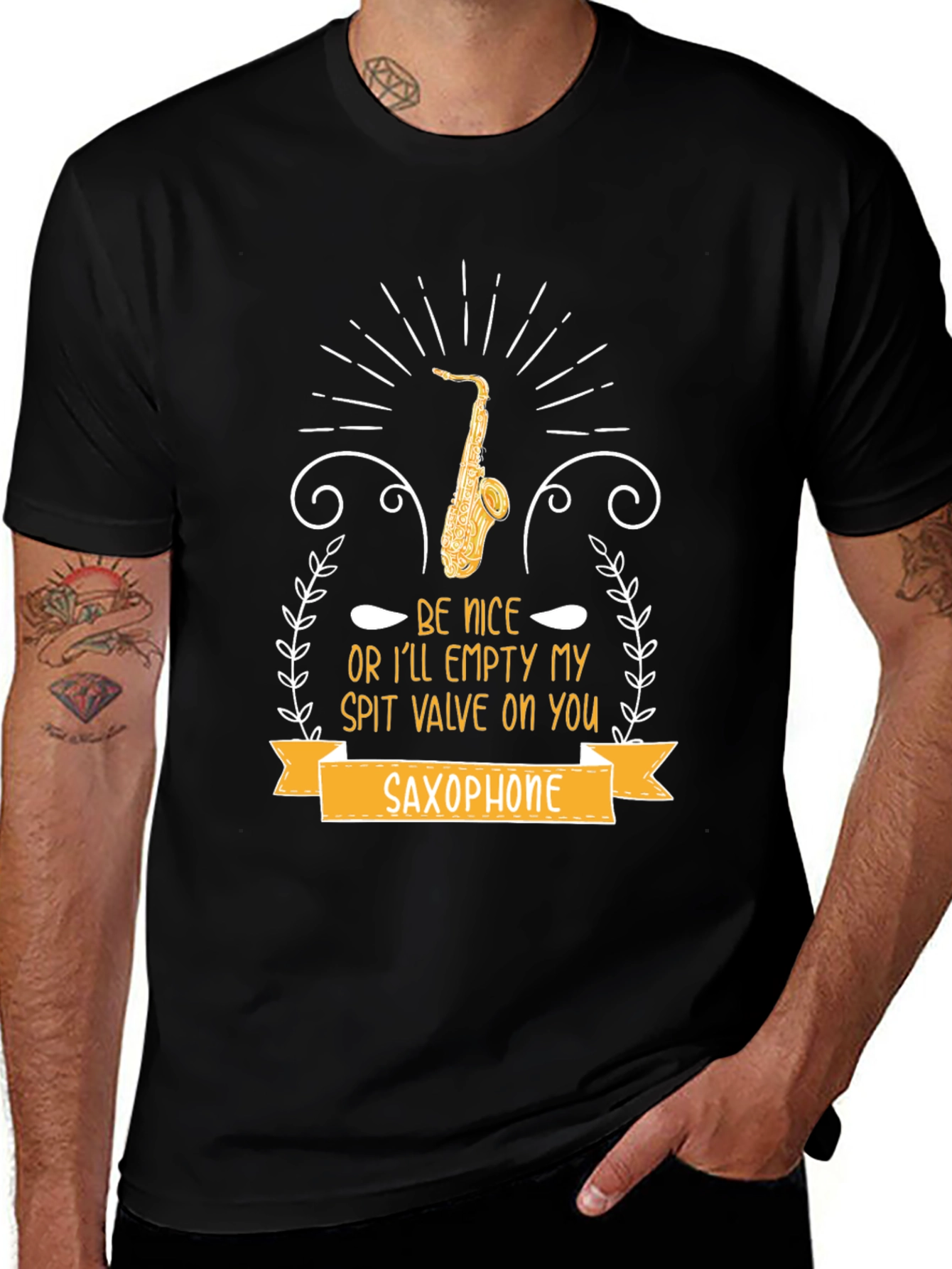 Variant 16 of Saxophone T-Shirt - Be Nice or Else!