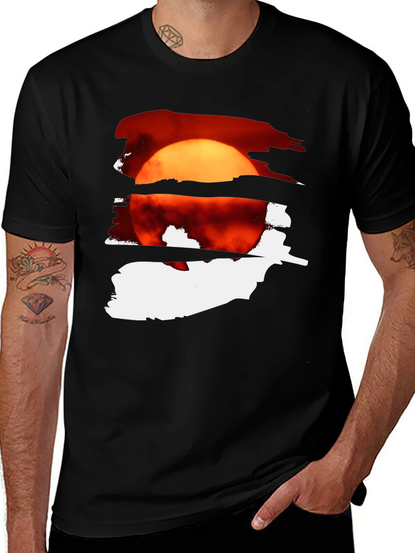 Variant 16 of Sunset Graphic Tee - Cool Black Cotton Blend