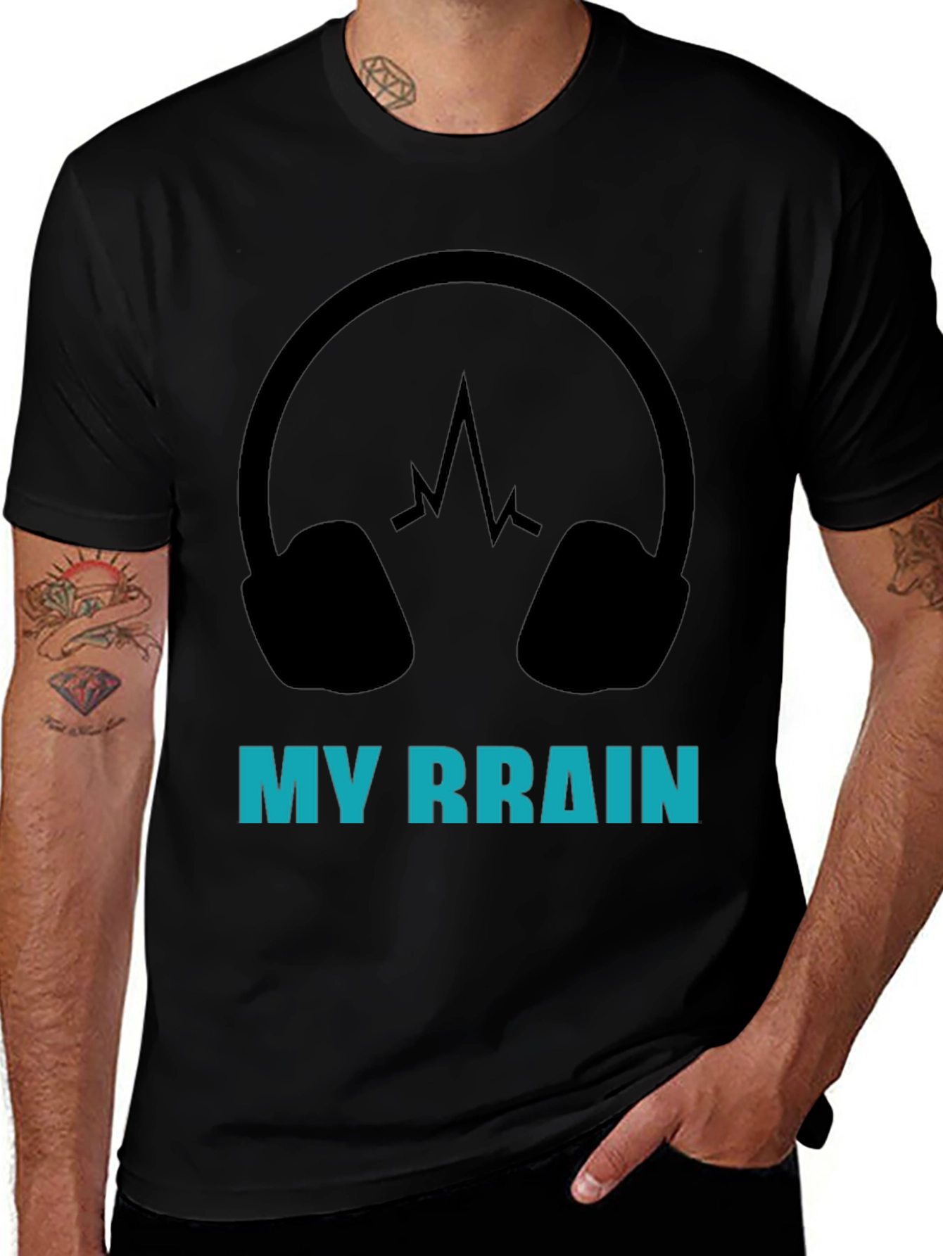 Variant 28 of My Brain Headphones Graphic T-Shirt