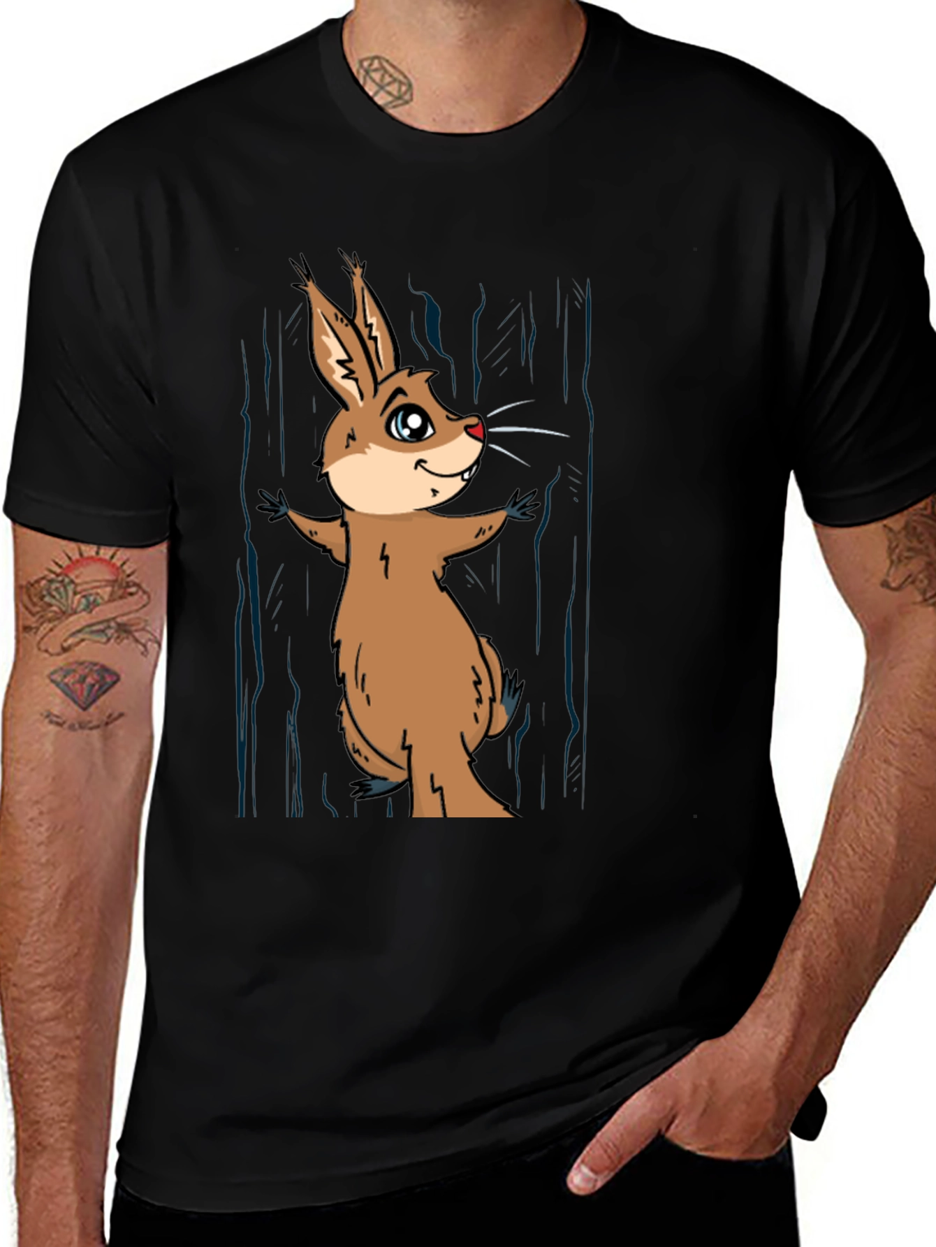 Variant 7 of Funny Cartoon Rodent T-Shirt - Black