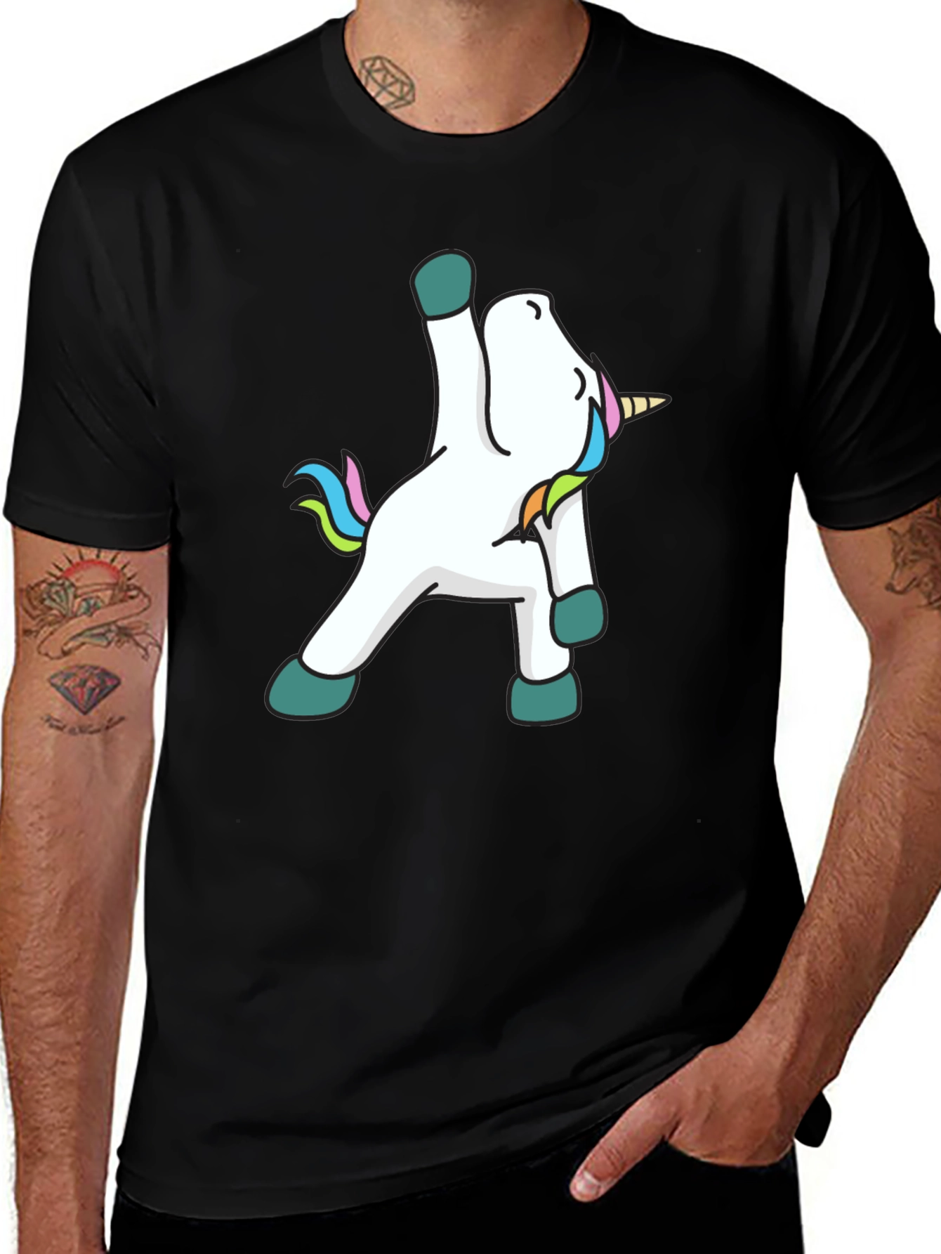 Variant 23 of Unicorn Dab Black T-Shirt