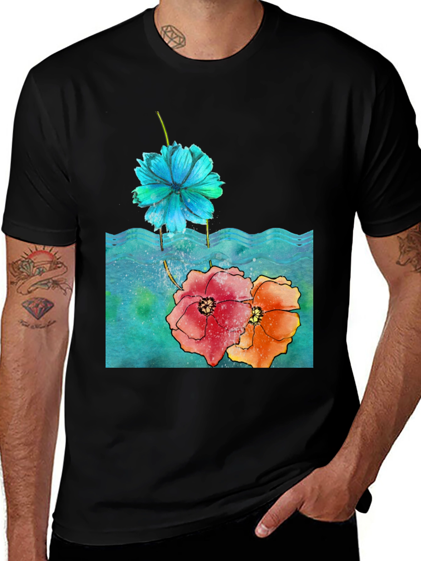 Variant 13 of Floral Watercolor Graphic Print T-Shirt