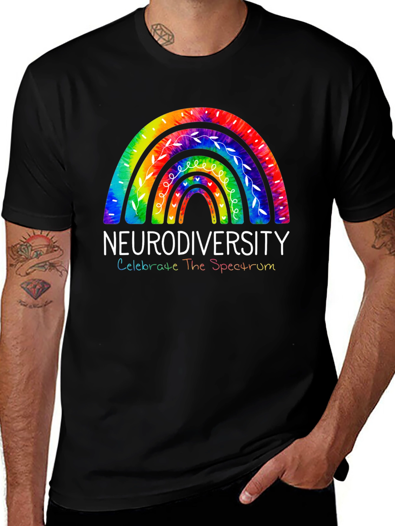 Variant 5 of Neurodiversity Rainbow T-Shirt: Celebrate the Spectrum