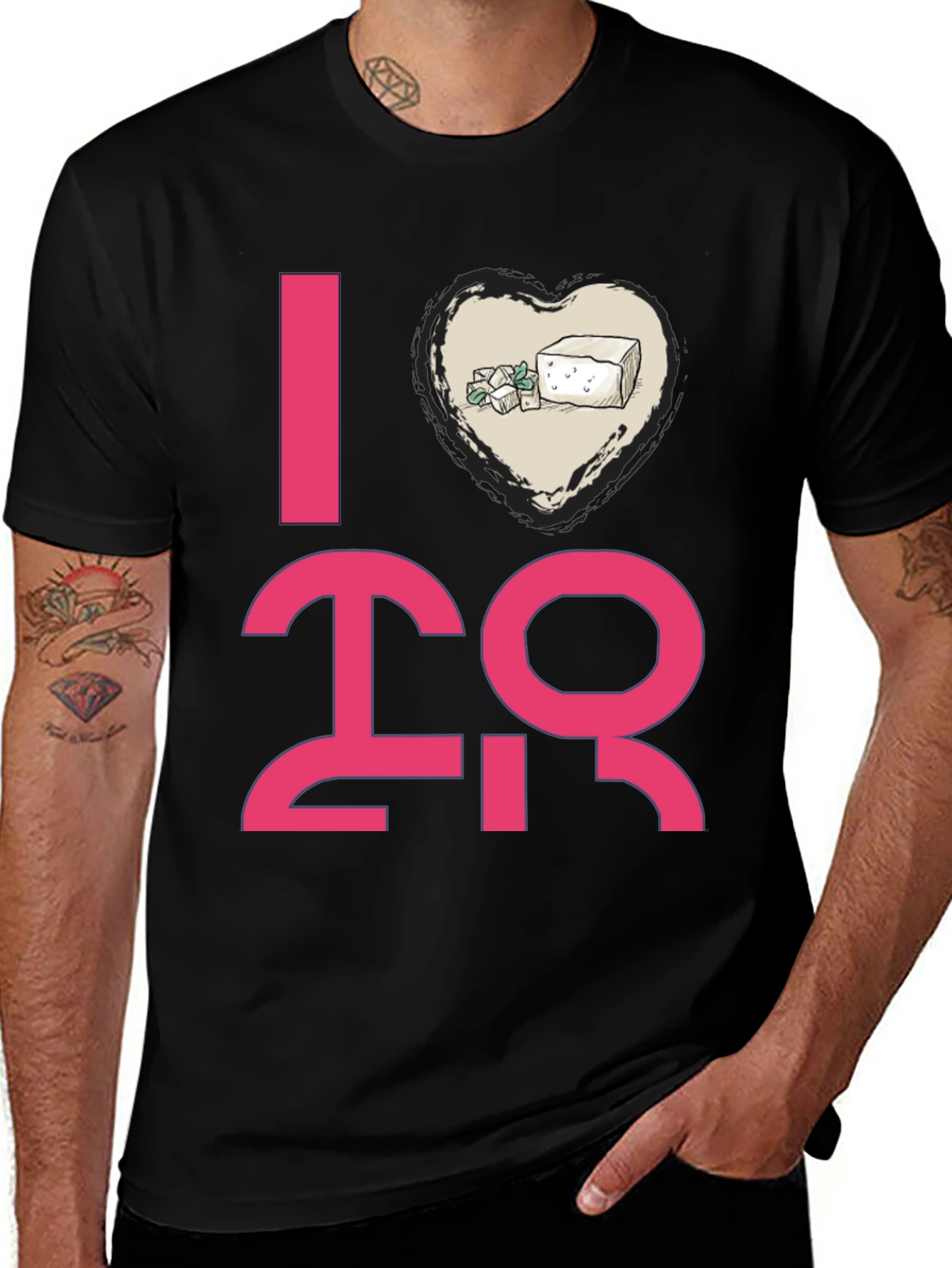 I Heart Tofu Graphic Tee - Black Casual T-Shirt