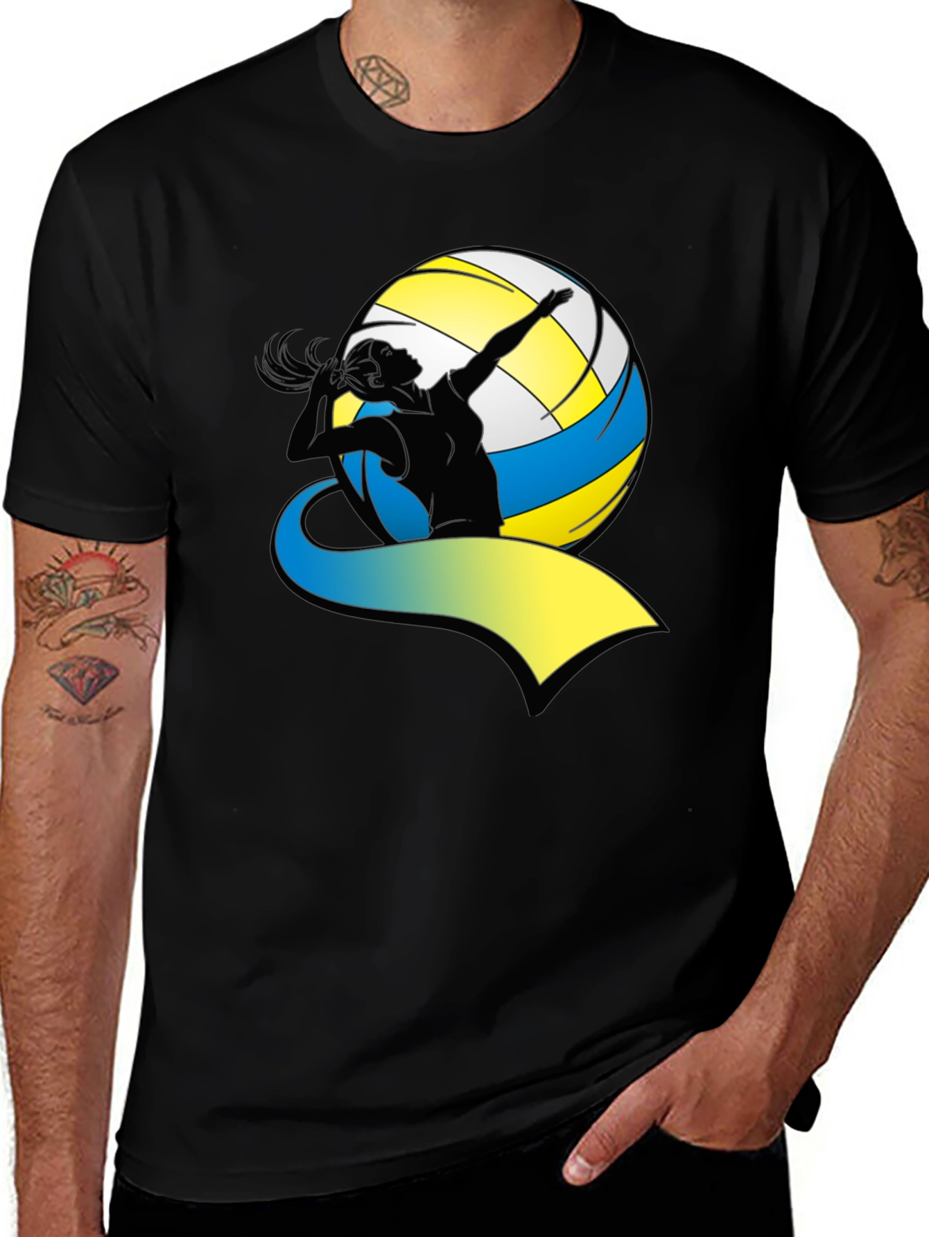 Variant 10 of Volleyball Player Graphic Tee - Black