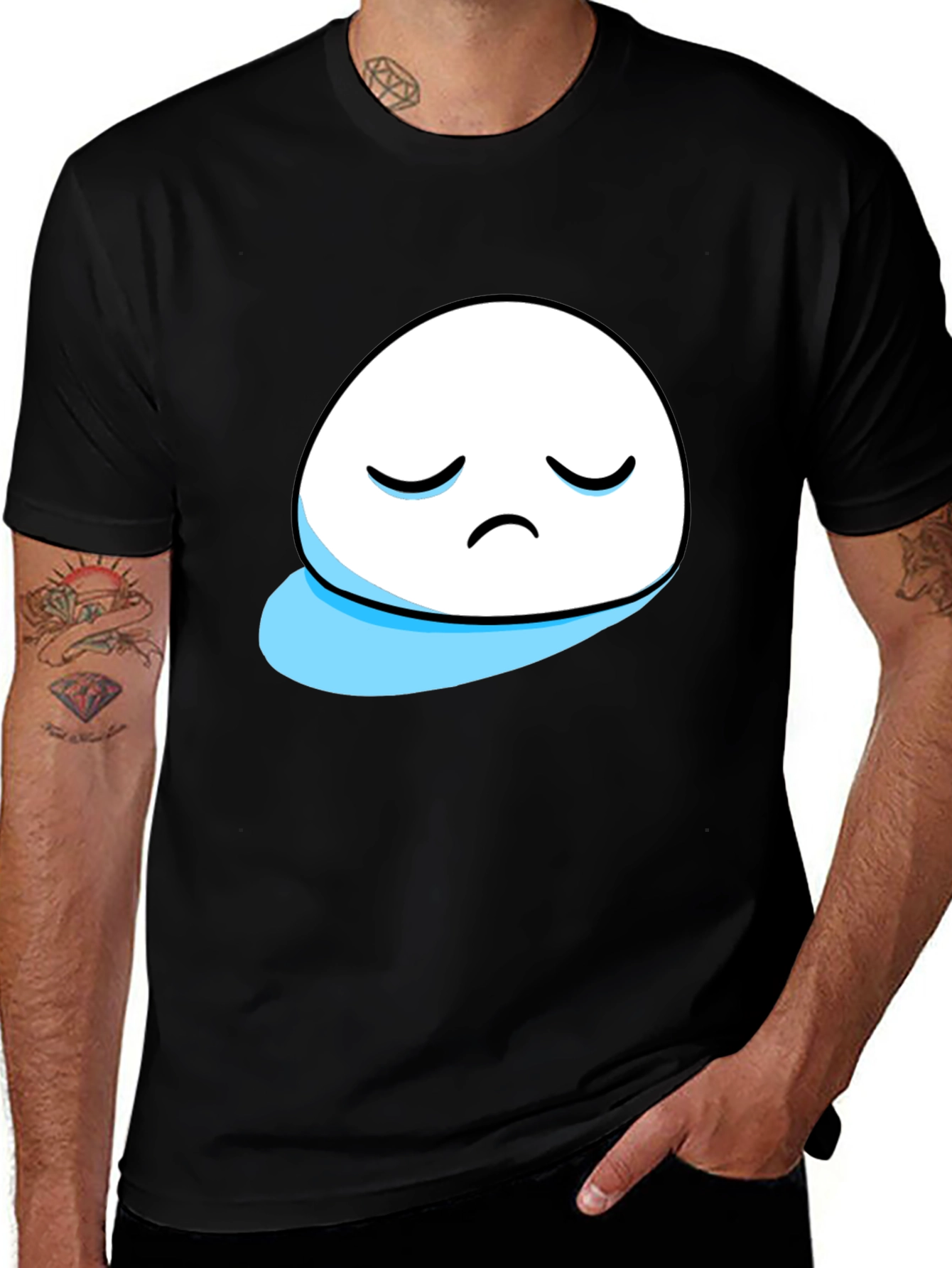 Variant 13 of Sad Blob Graphic Tee - Black Cotton T-Shirt