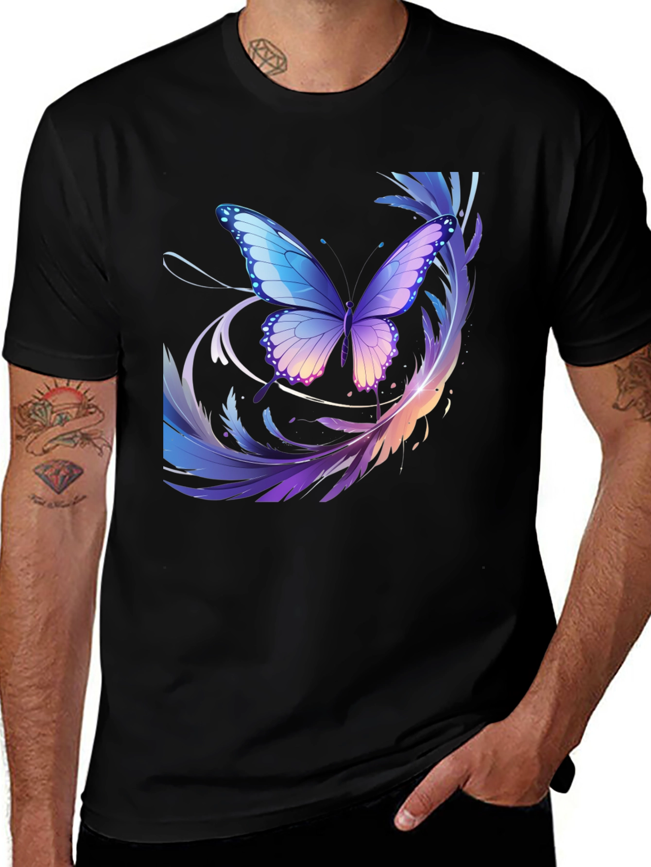 Variant 16 of Butterfly Graphic Black T-Shirt