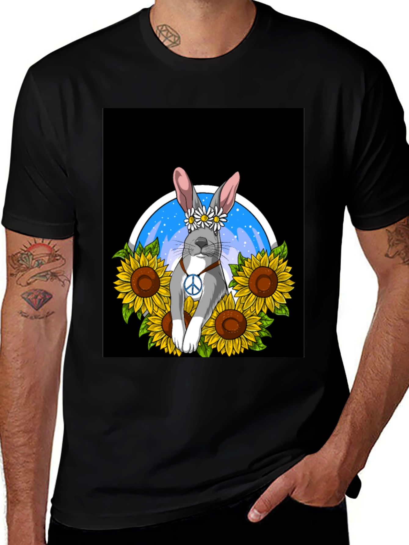 Peaceful Bunny Sunflower T-Shirt