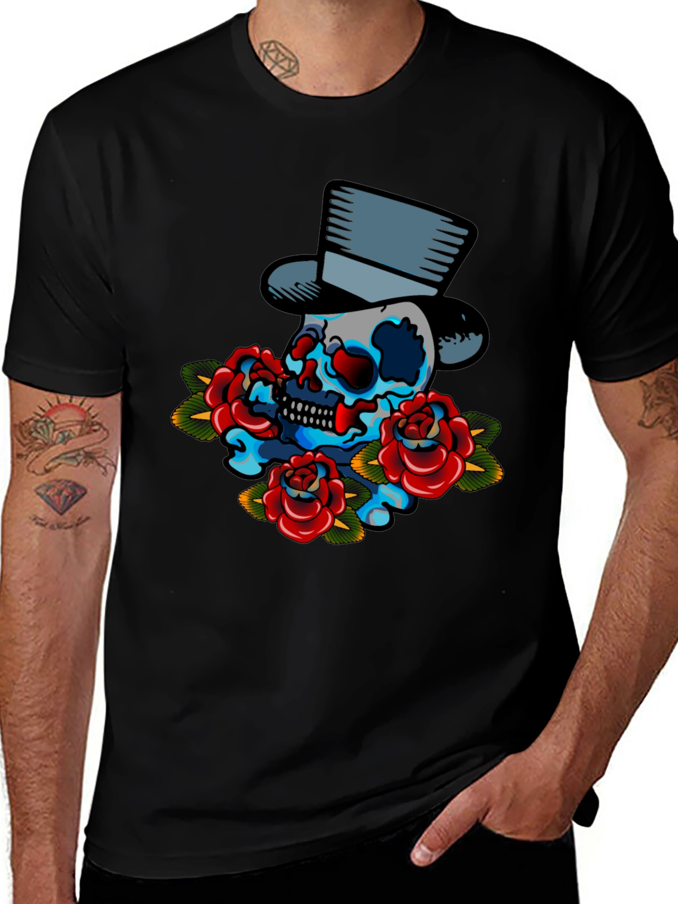 Variant 22 of Skull & Roses Graphic T-Shirt
