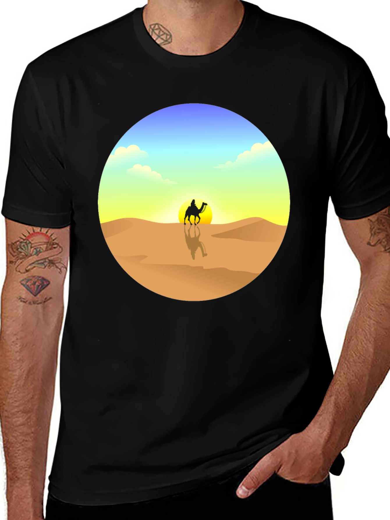Variant 30 of Desert Mirage T-Shirt - Black Graphic Tee