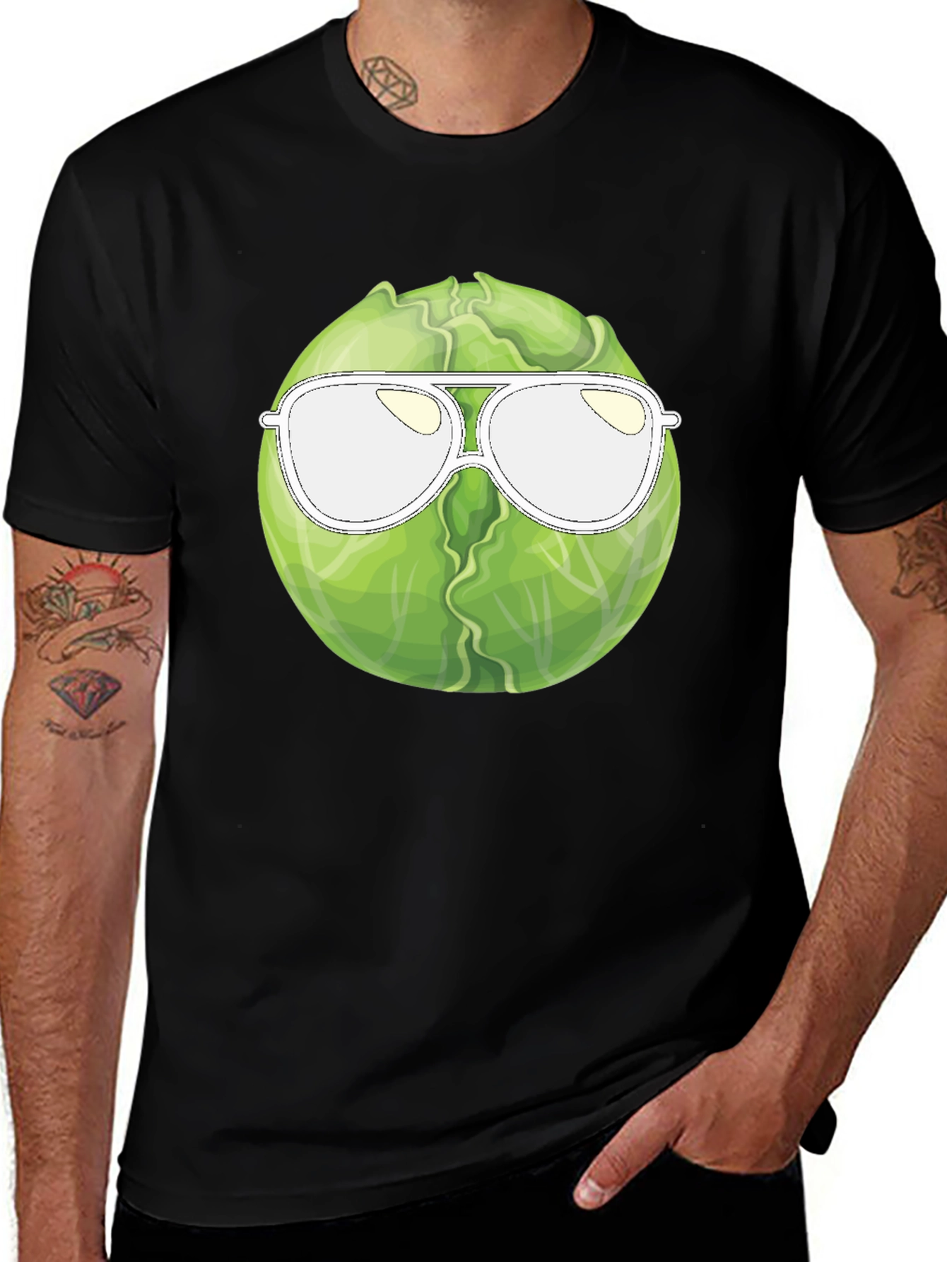 Variant 13 of Cool Cabbage Graphic Tee - Black T-Shirt