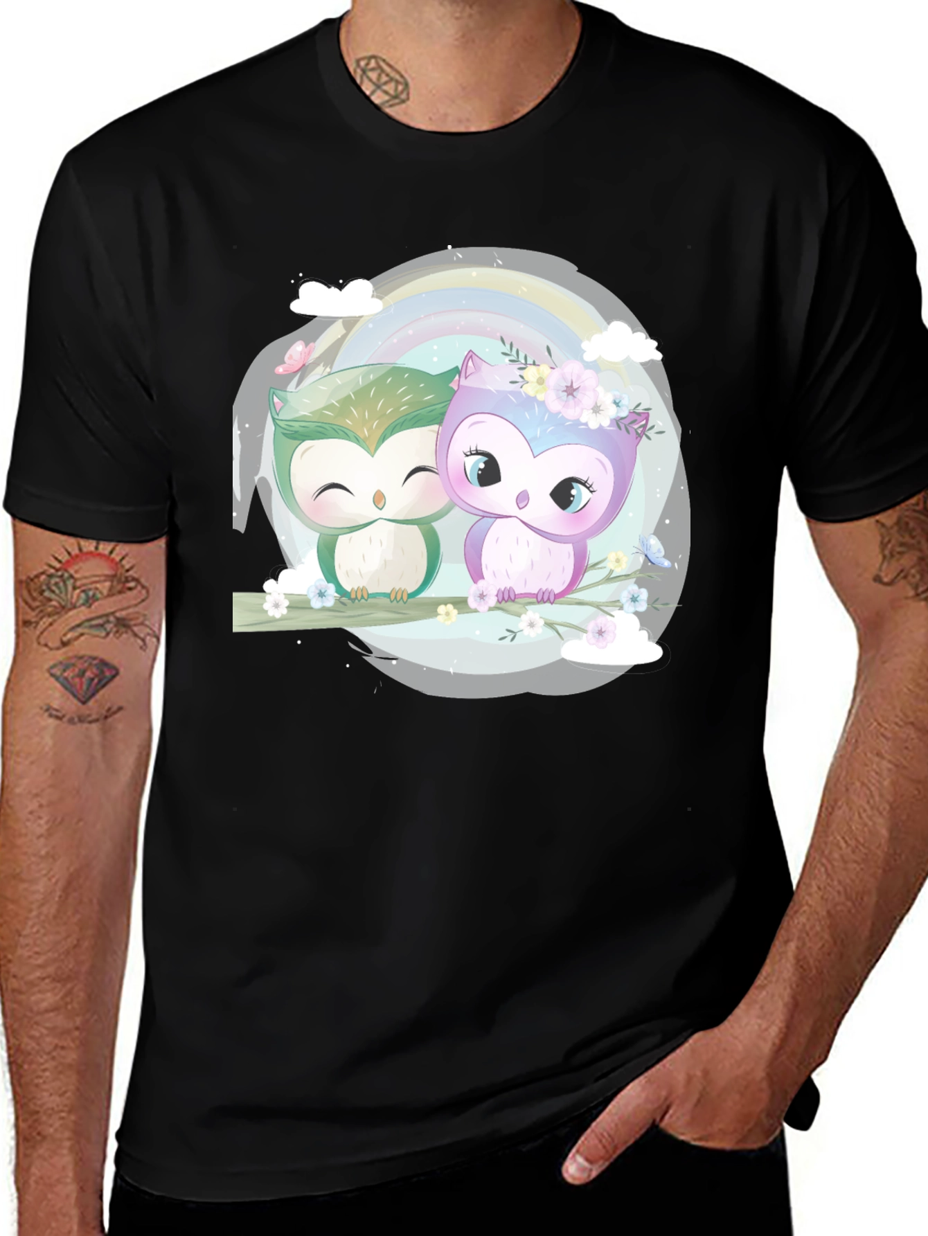 Variant 29 of Cute Owl Couple Graphic T-Shirt