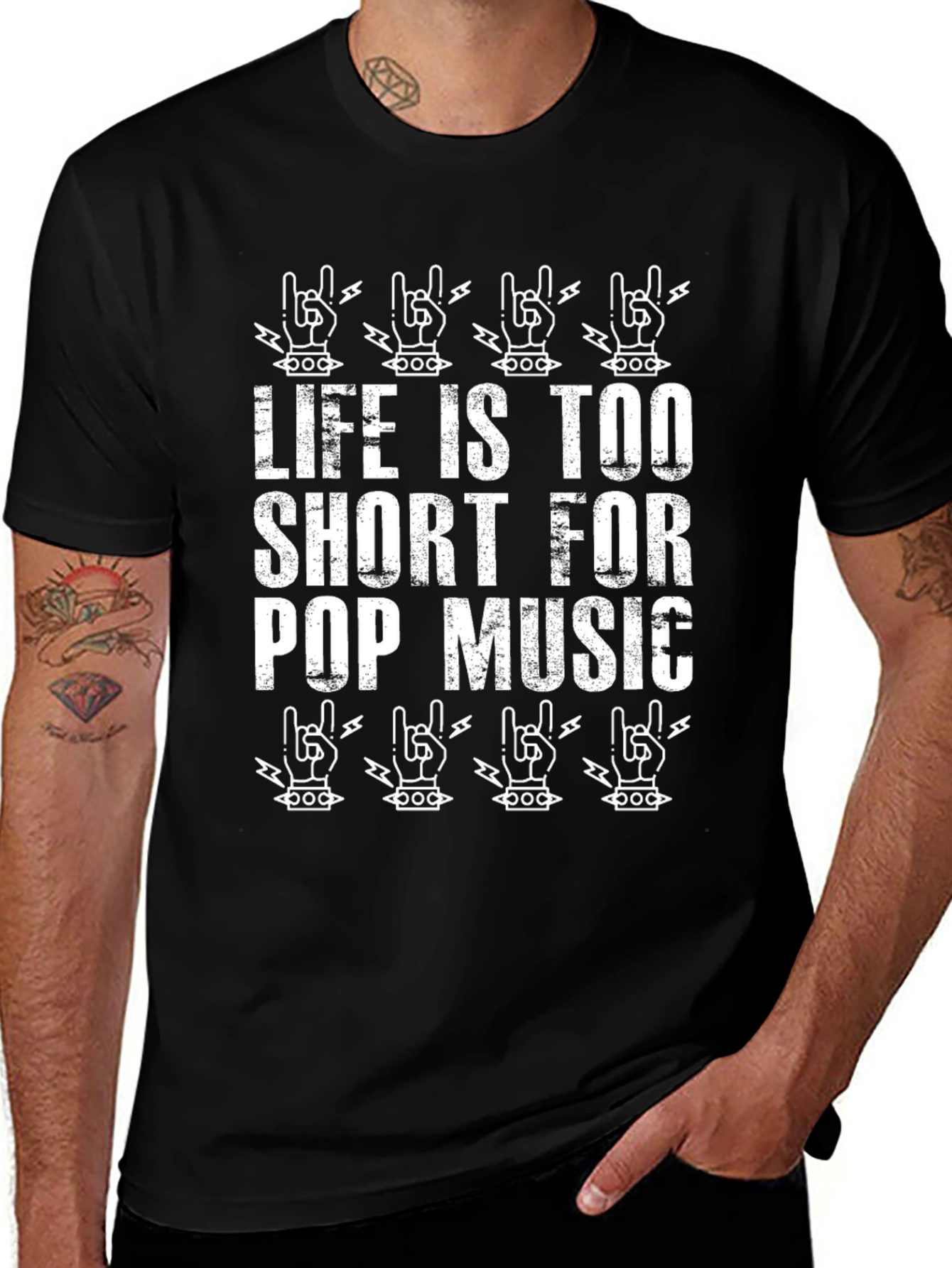 Variant 7 of Life is Too Short for Pop Music Graphic Tee