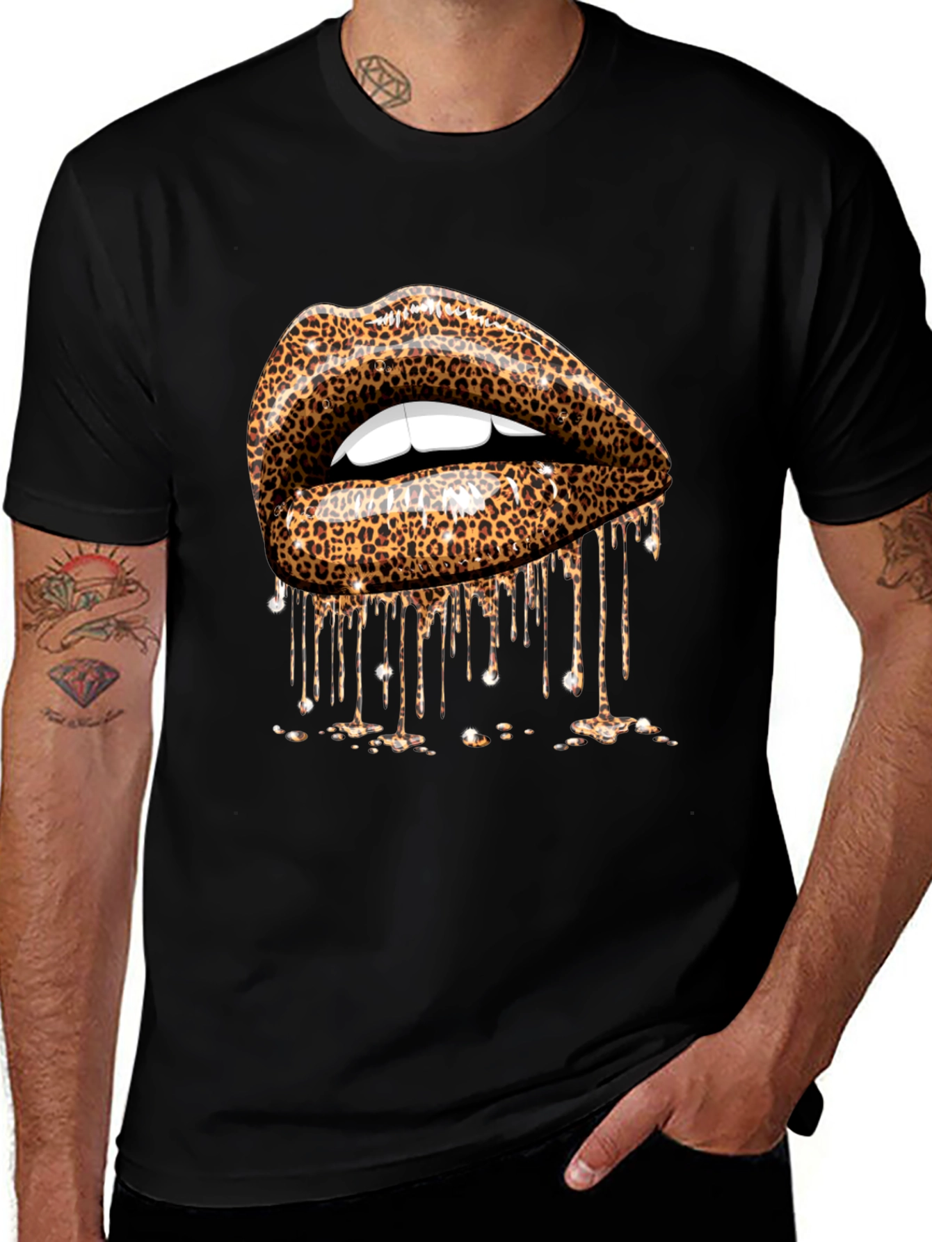 Variant 3 of Leopard Lips Graphic Tee - Black