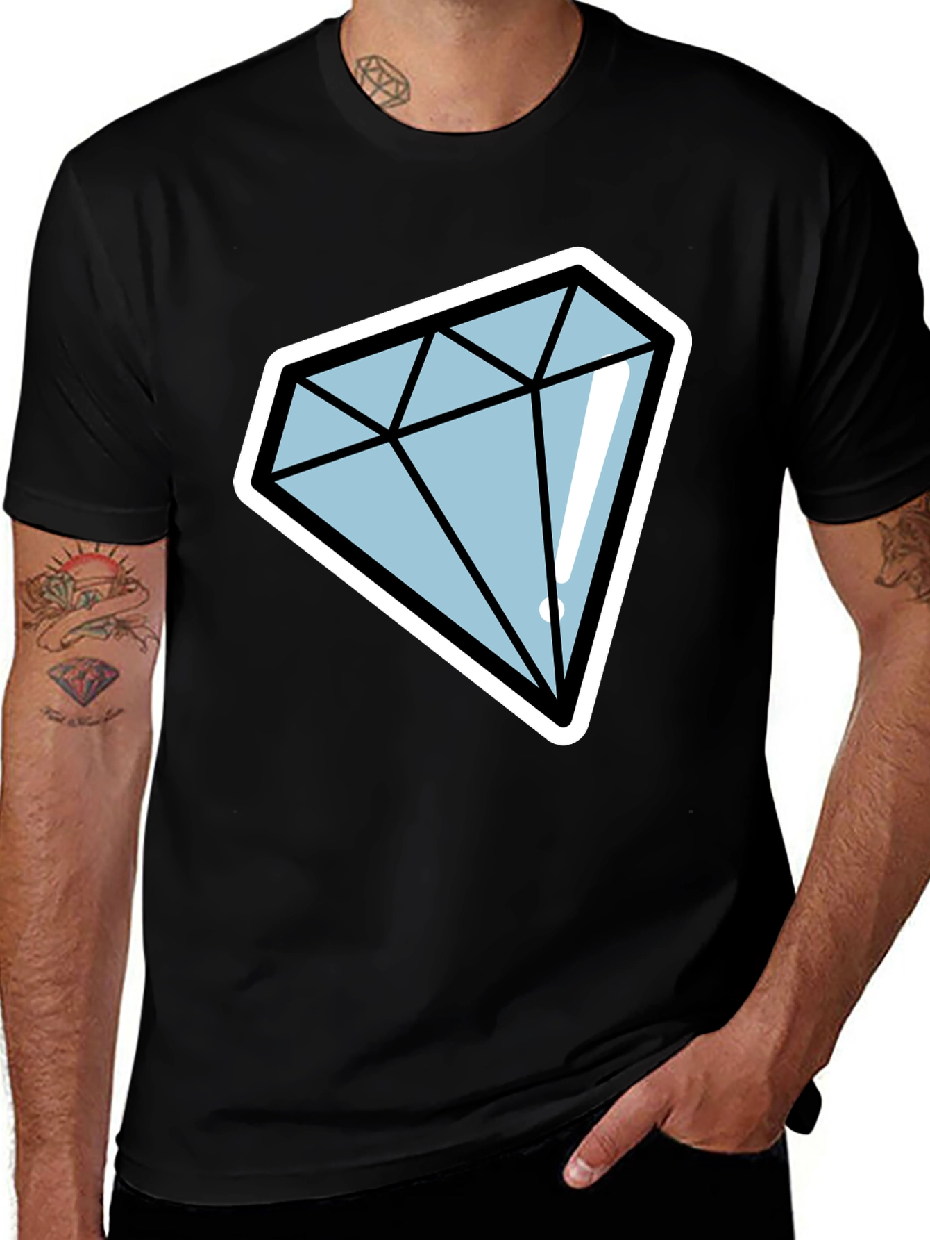Variant 29 of Diamond Graphic Tee - Stylish Black T-Shirt