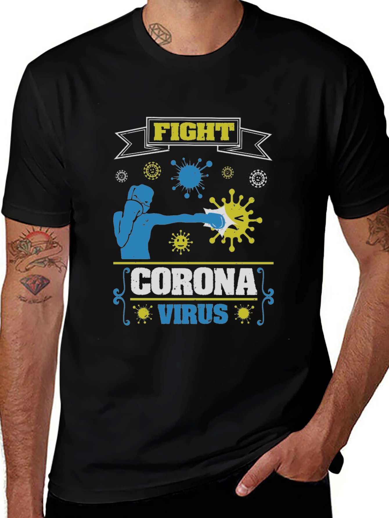 Variant 14 of Fight Corona Virus Black T-Shirt