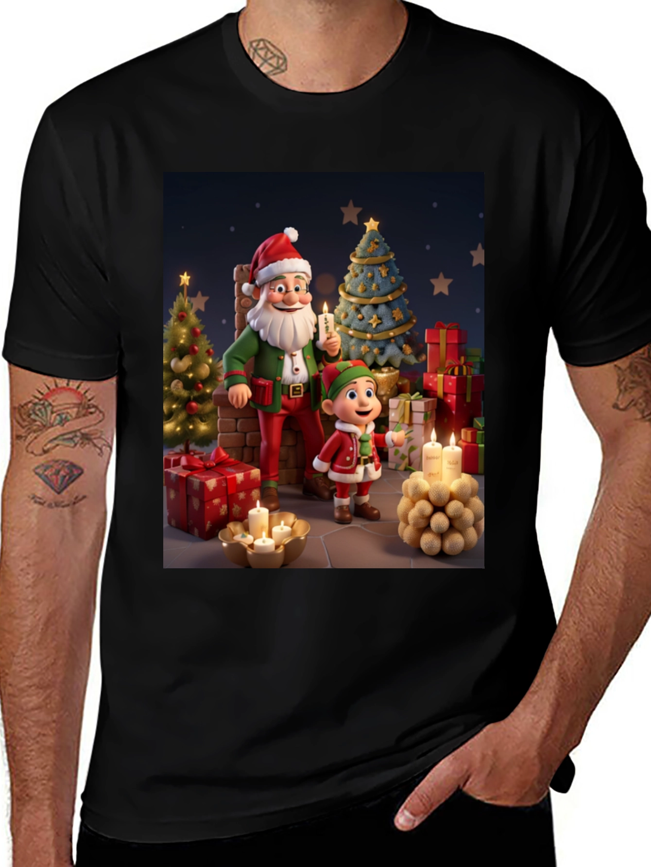 Festive Santa & Elf Christmas T-Shirt