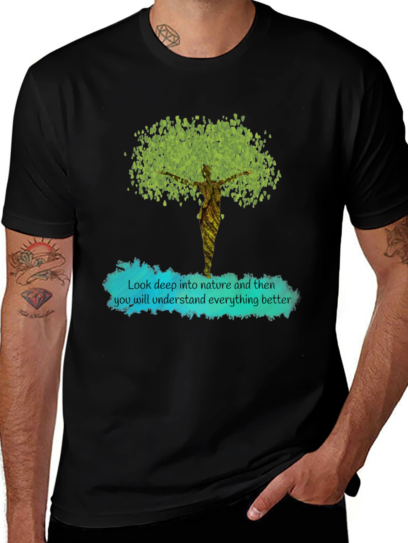 Variant 18 of Nature Inspired Tree Graphic Black T-Shirt