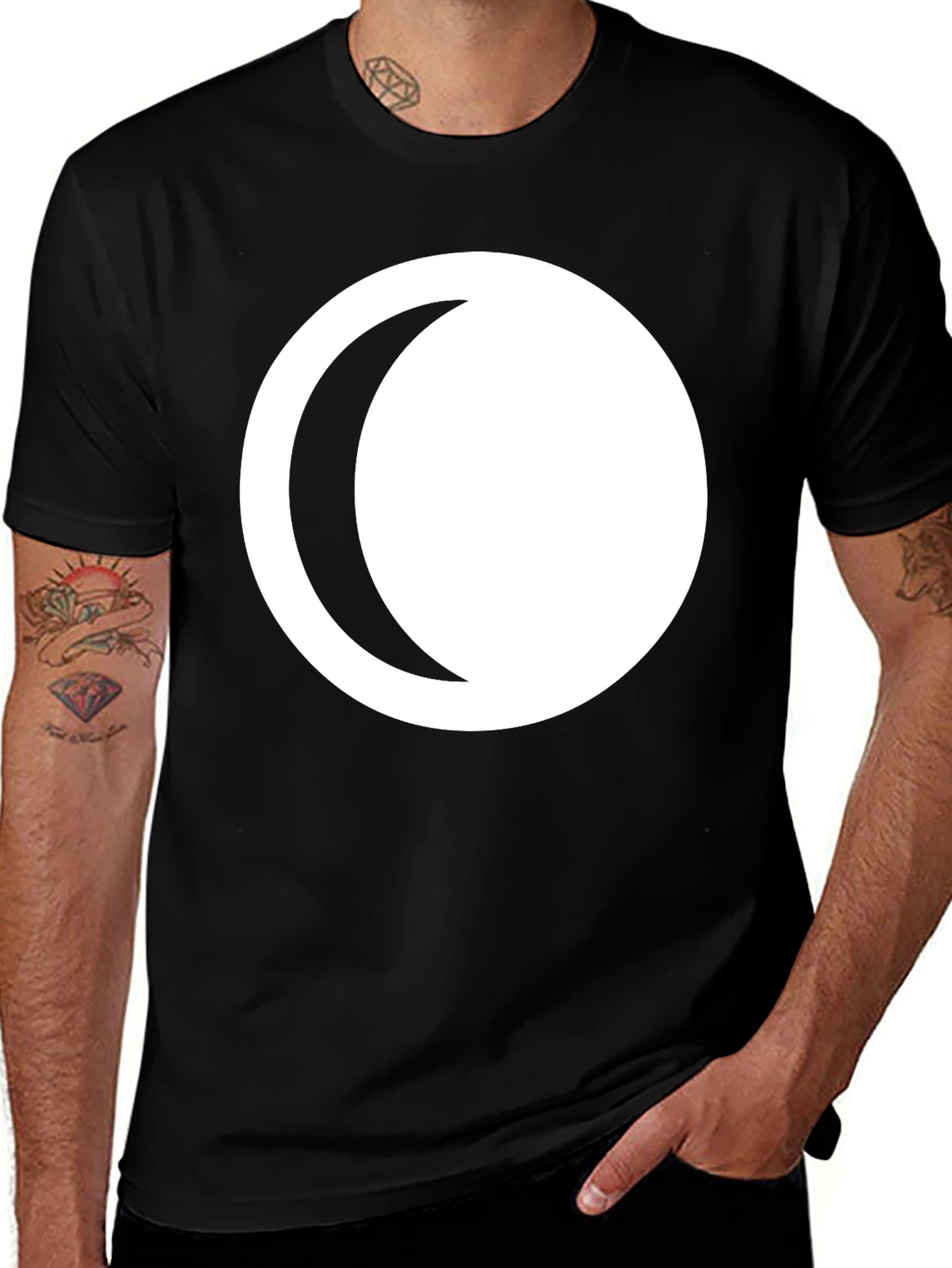 Variant 12 of Crescent Moon Graphic Tee - Stylish Black Cotton T-Shirt