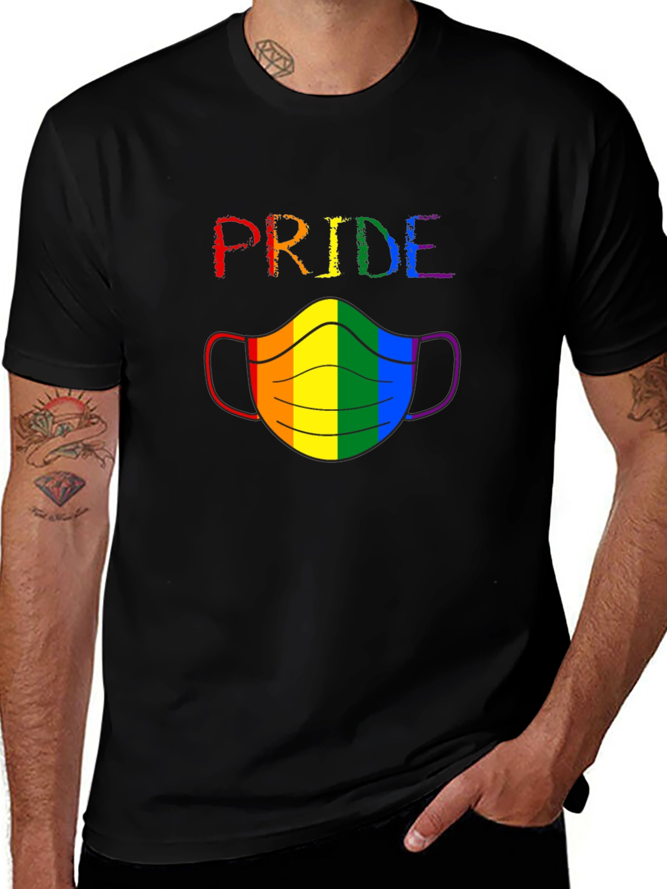 Variant 12 of Pride Rainbow Mask Graphic T-Shirt