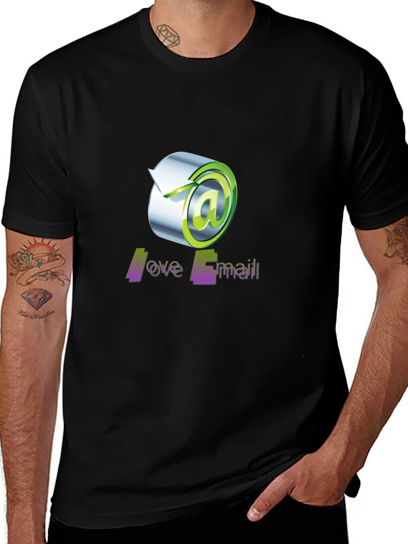Variant 7 of Love Email Graphic Tee - Black Cotton T-Shirt