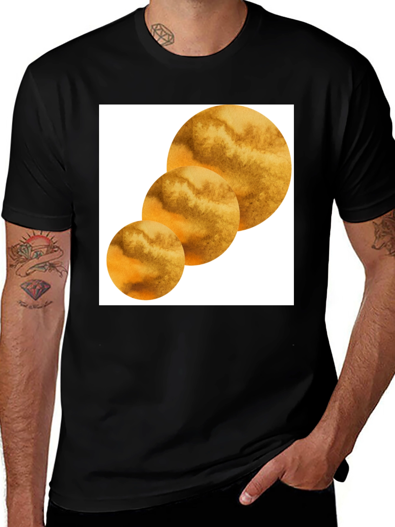 Variant 17 of Modern Abstract Circle Graphic Black Tee