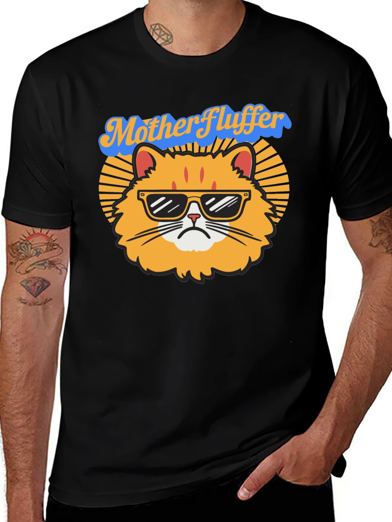 Black Mother Fluffer Cat T-Shirt main image