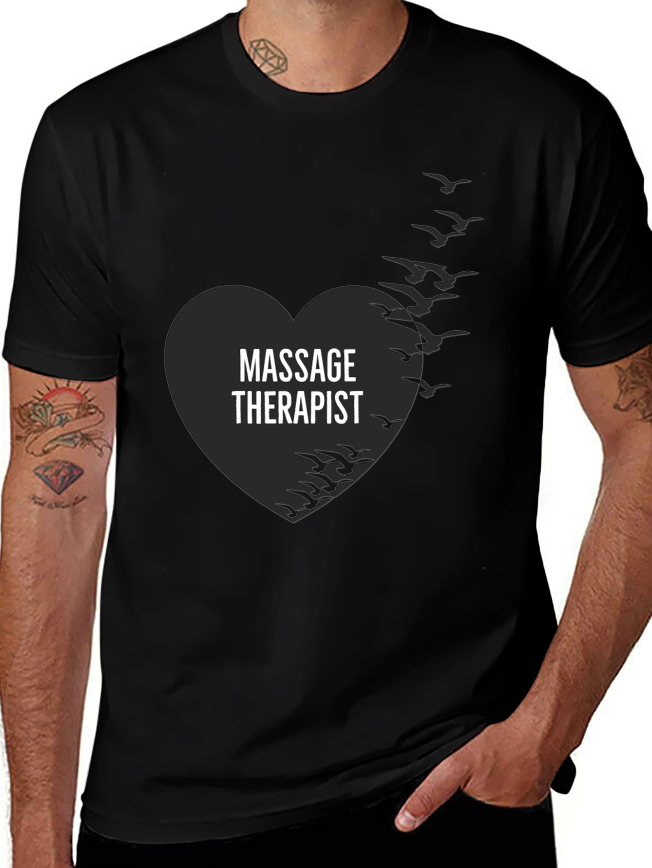 Variant 16 of Massage Therapist Heart Graphic Tee - Black